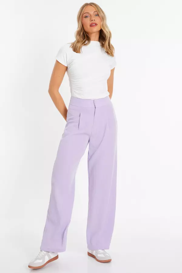 Lilac Linen Look Palazzo Trousers