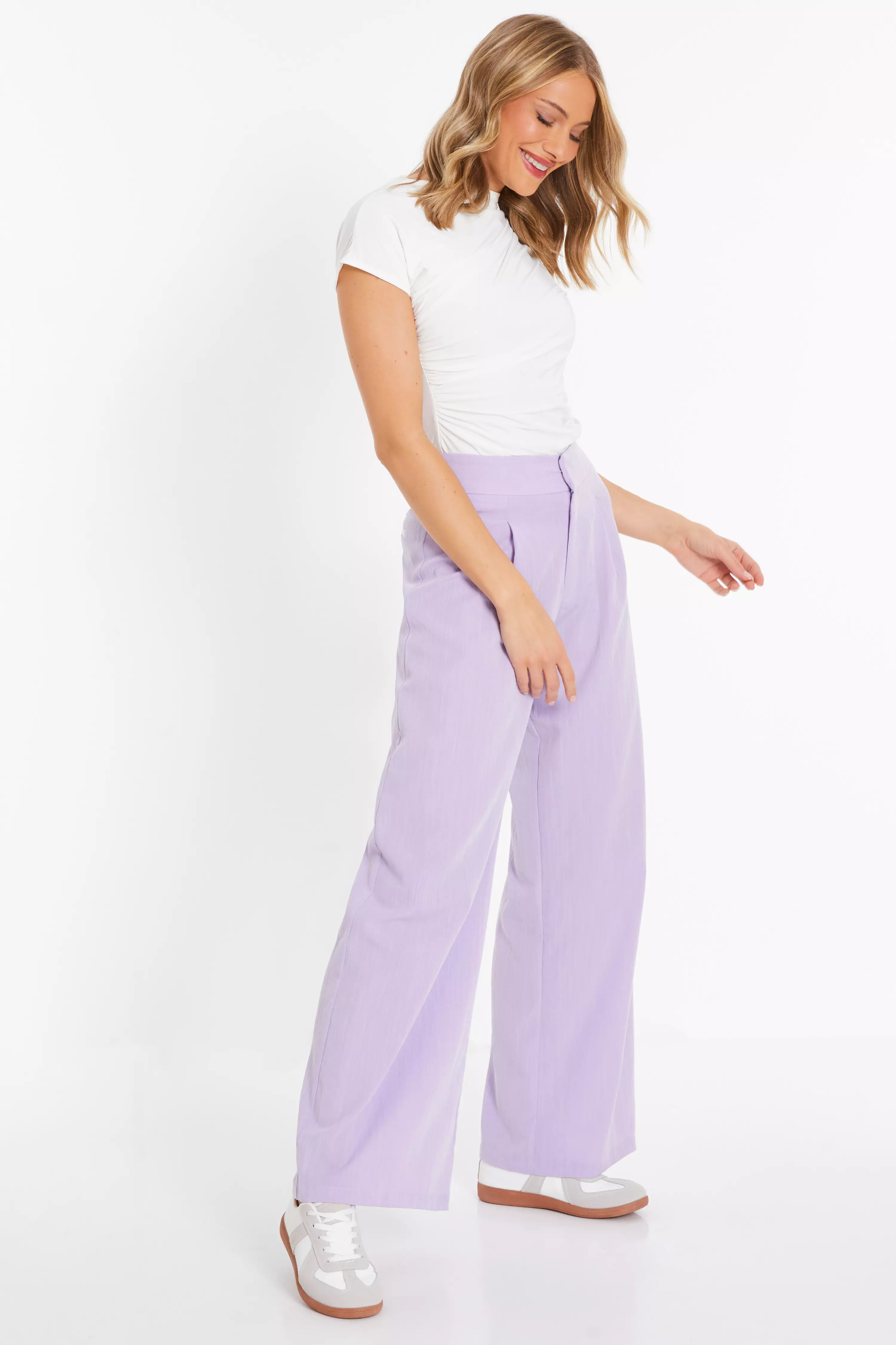 Lilac Linen Palazzo Trousers