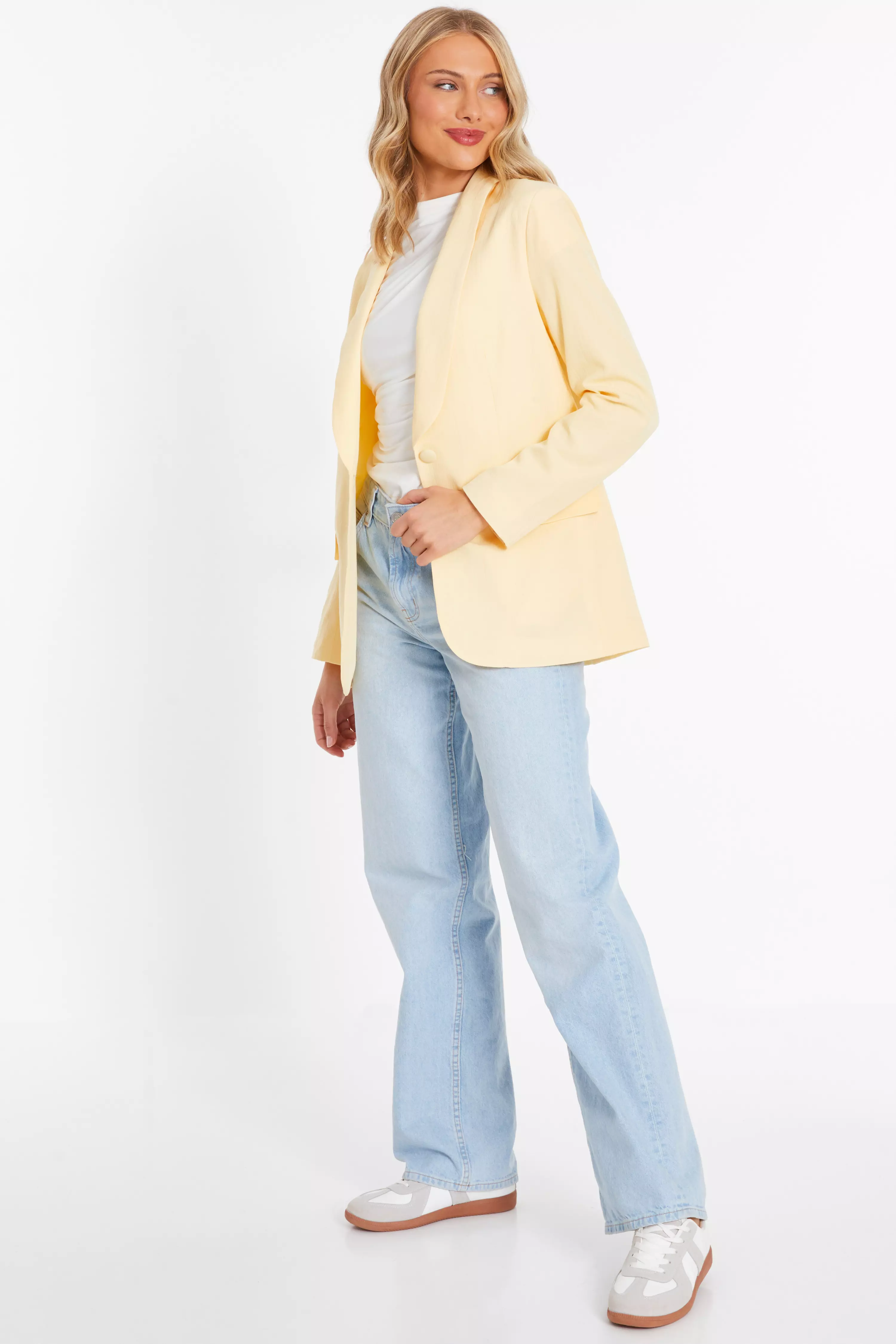 Yellow Linen Look Blazer