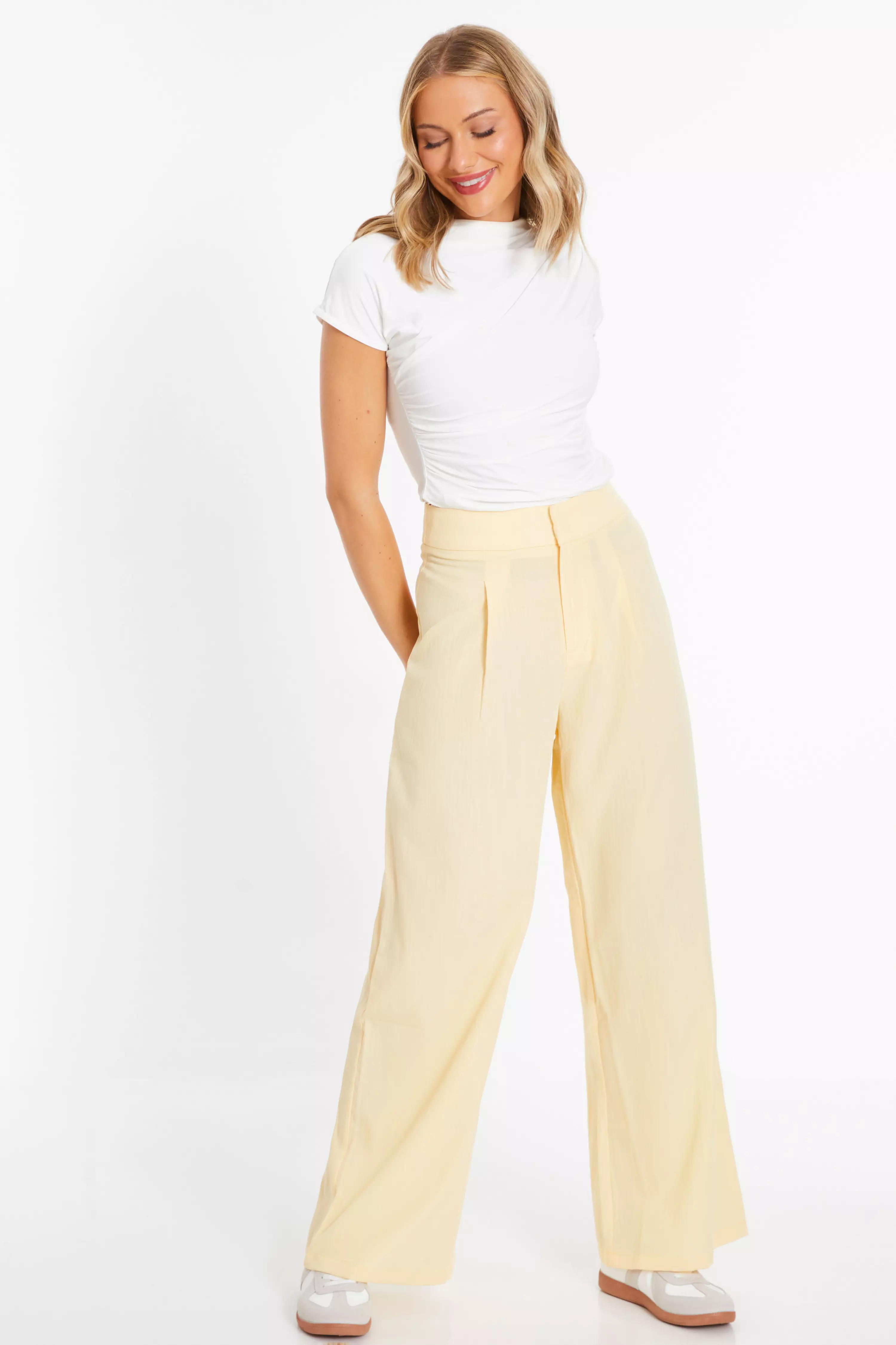 Yellow Linen Palazzo Trousers