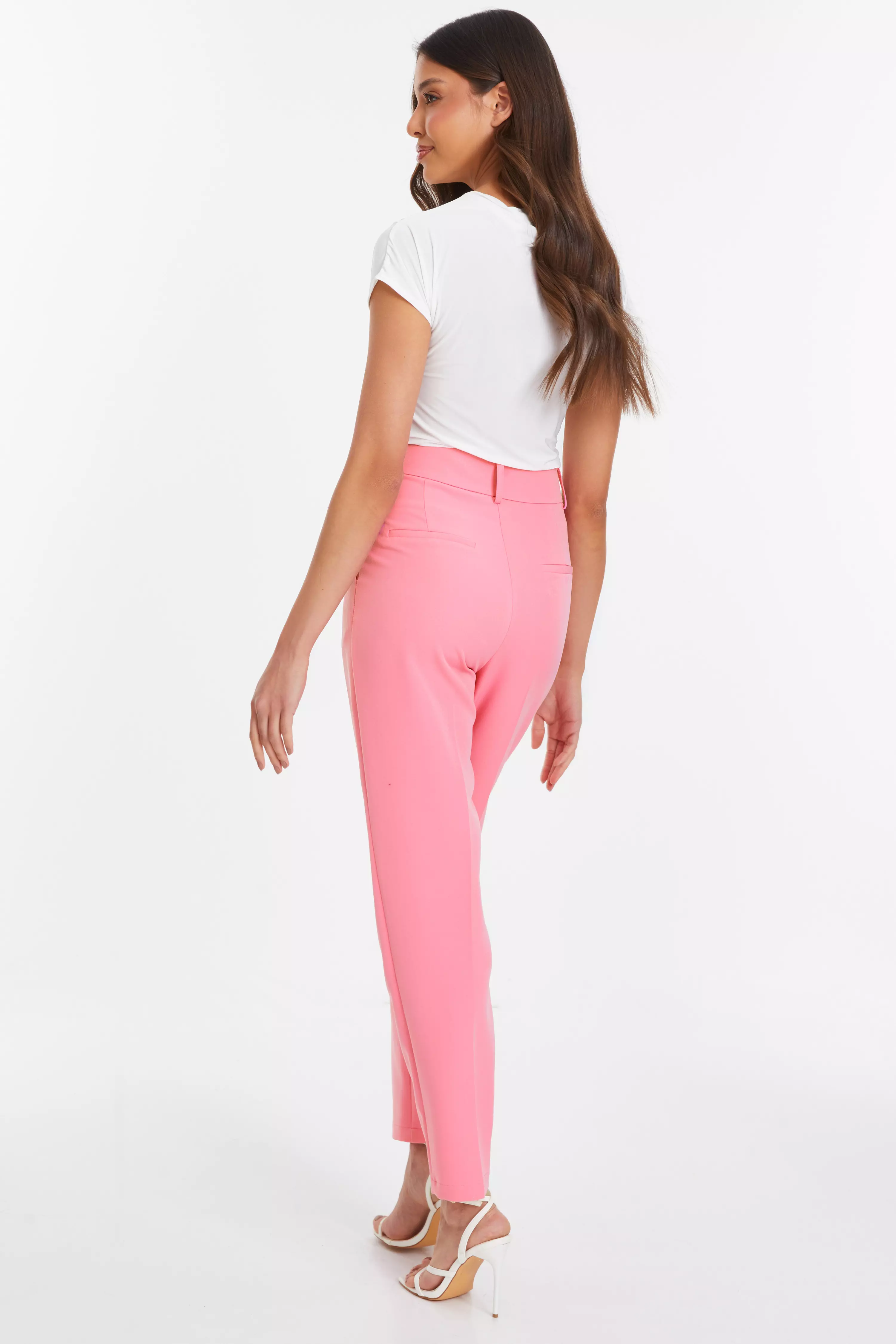 Petite Hot Pink Satin Diamante Tie Side Pants