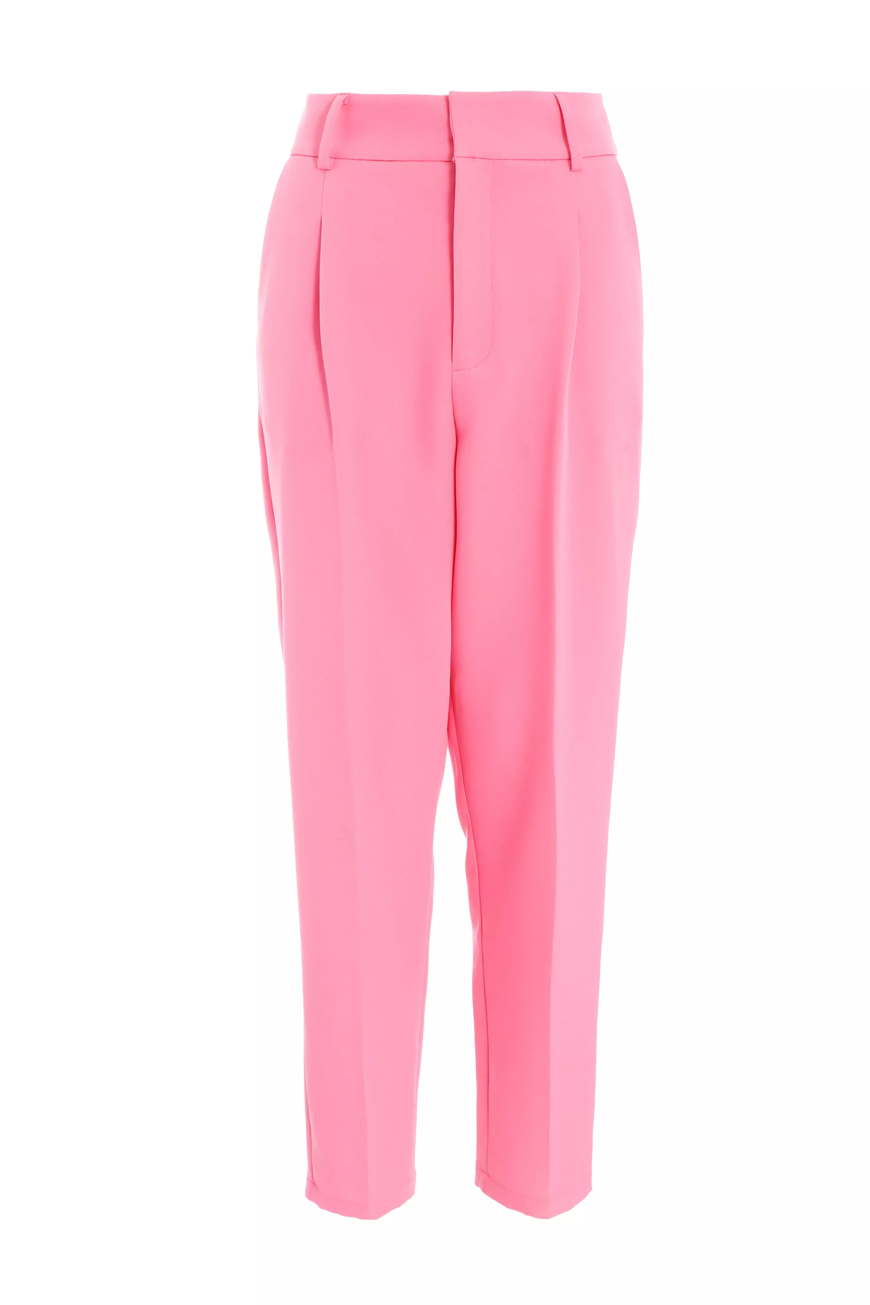 Pink Tailored Tapered Trousers