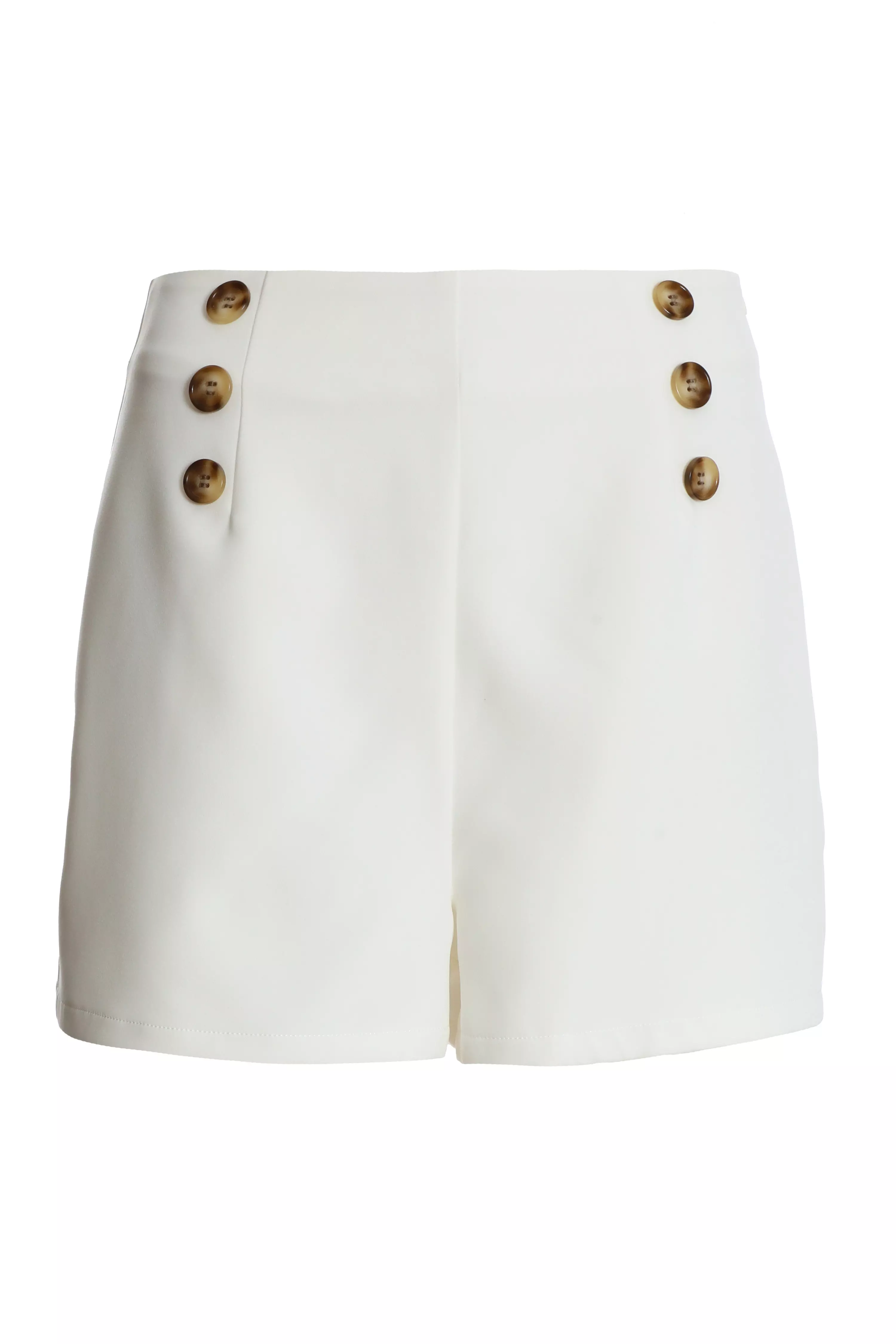 Cream Button Tailored Shorts