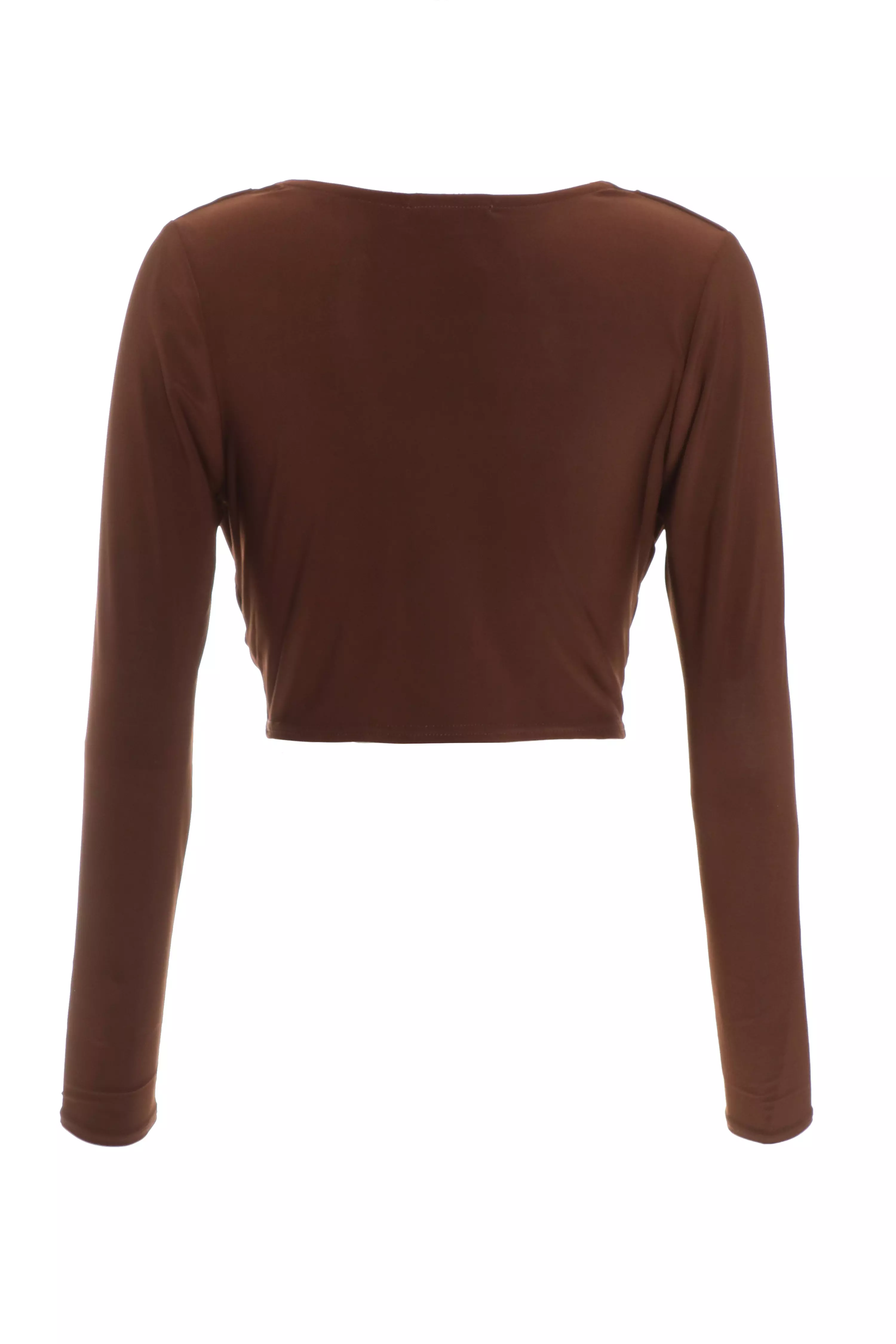 Brown Cowl Long Sleeve Top