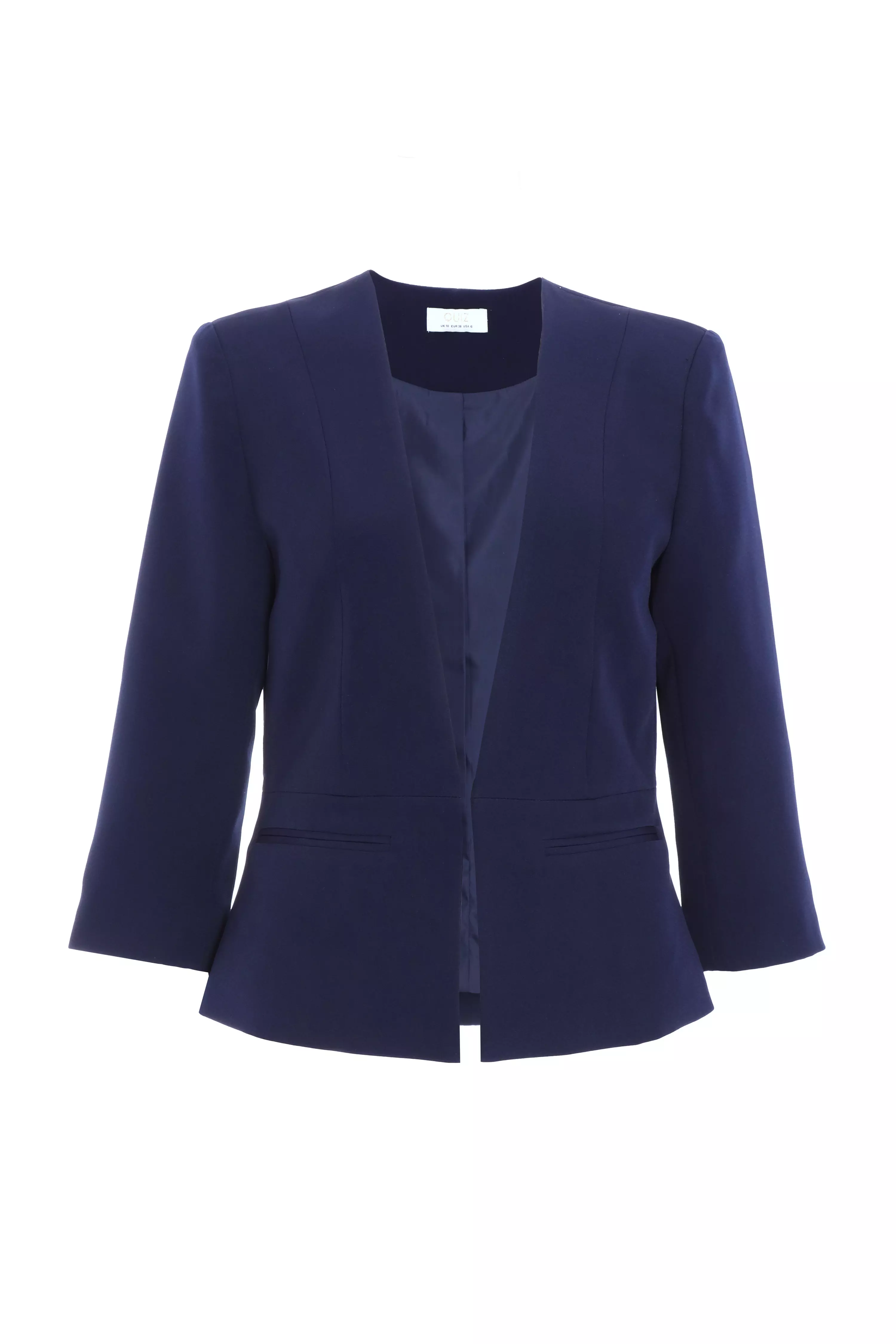 Navy Tailored Cropped Blazer