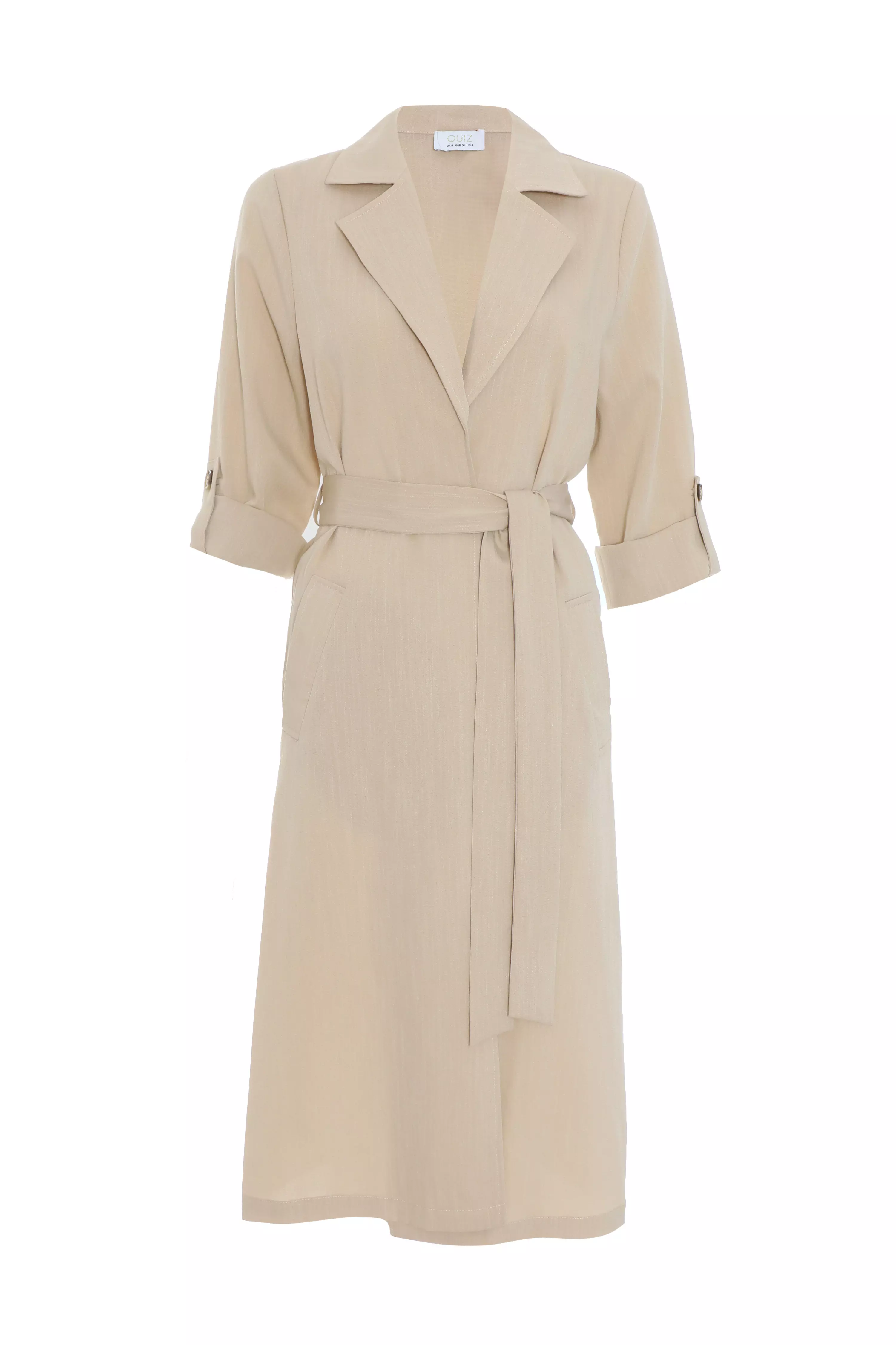 Petite Stone Linen Look Trench Jacket