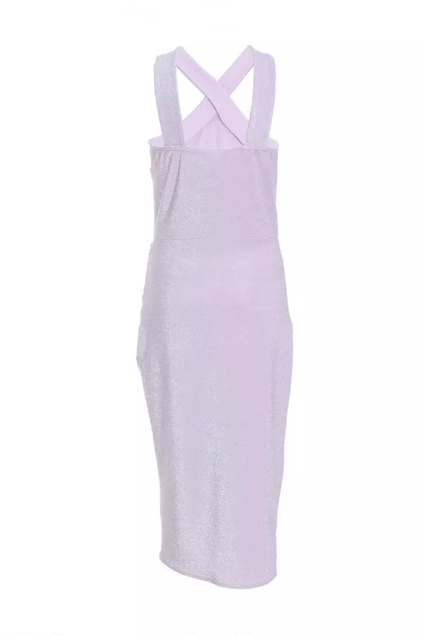 Lilac Glitter Wrap Midi Dress
