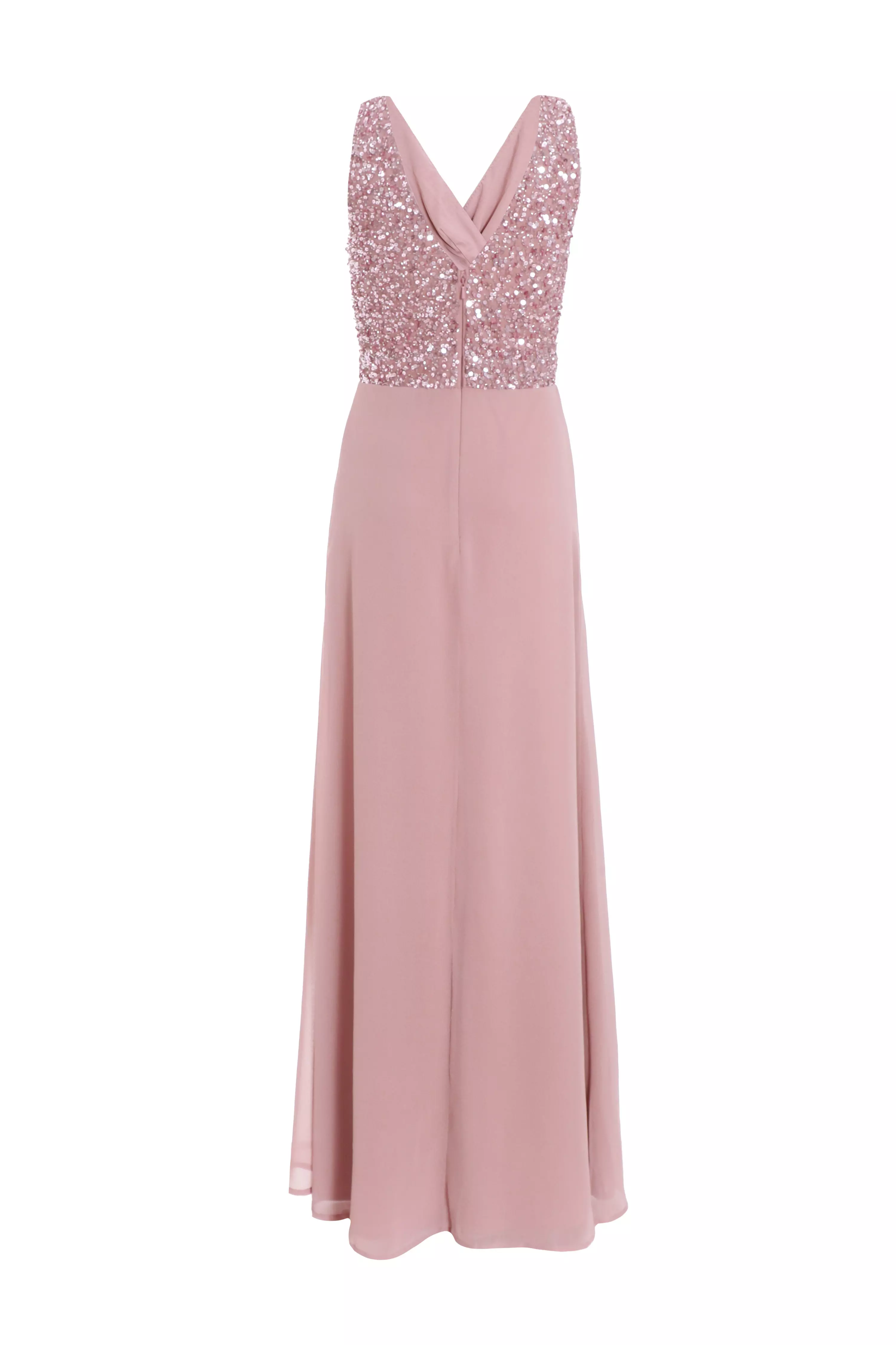 Mauve Embellished Chiffon Maxi Dress