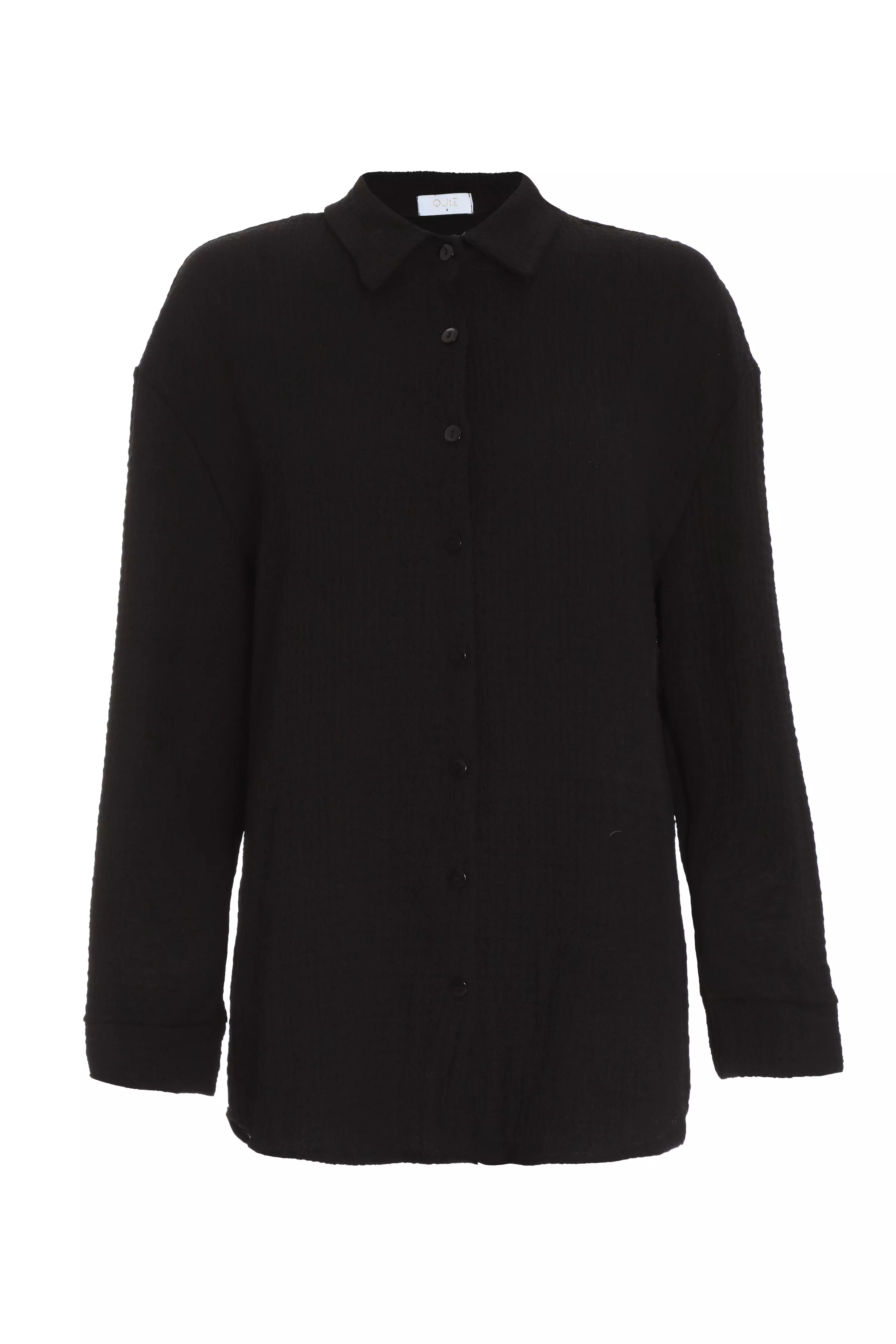 Black Long Sleeve Textured Shirt