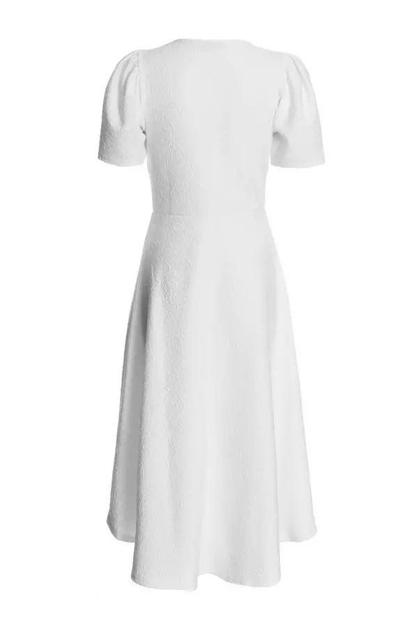 White Dip Hem Midi Dress