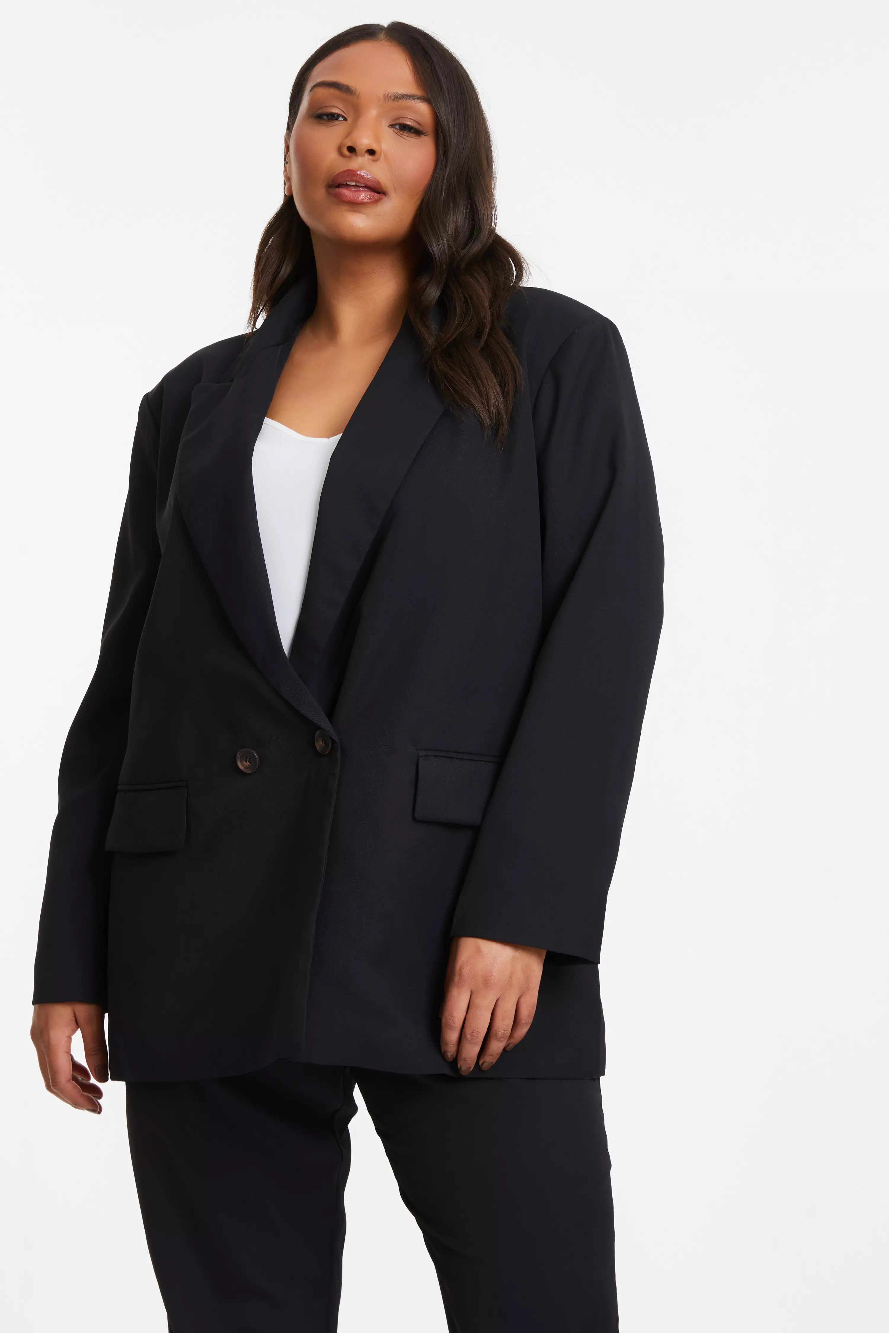 Curve Black Oversized Tailored Blazer