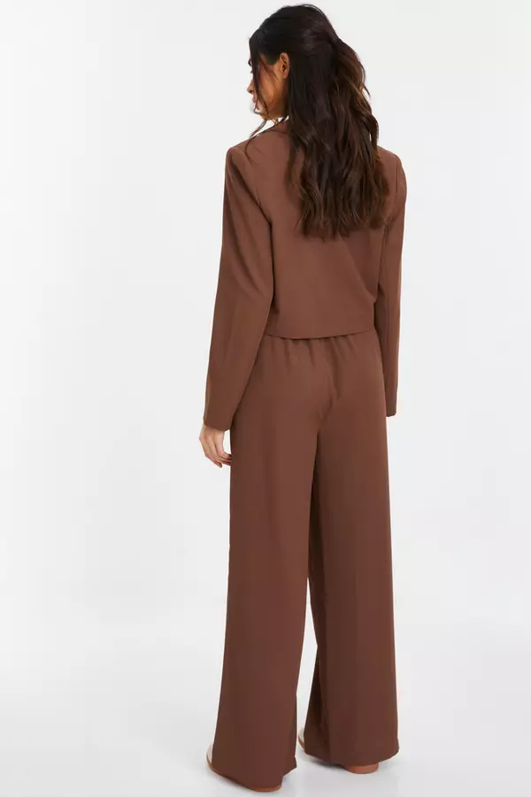 Brown Cropped Tailored Blazer