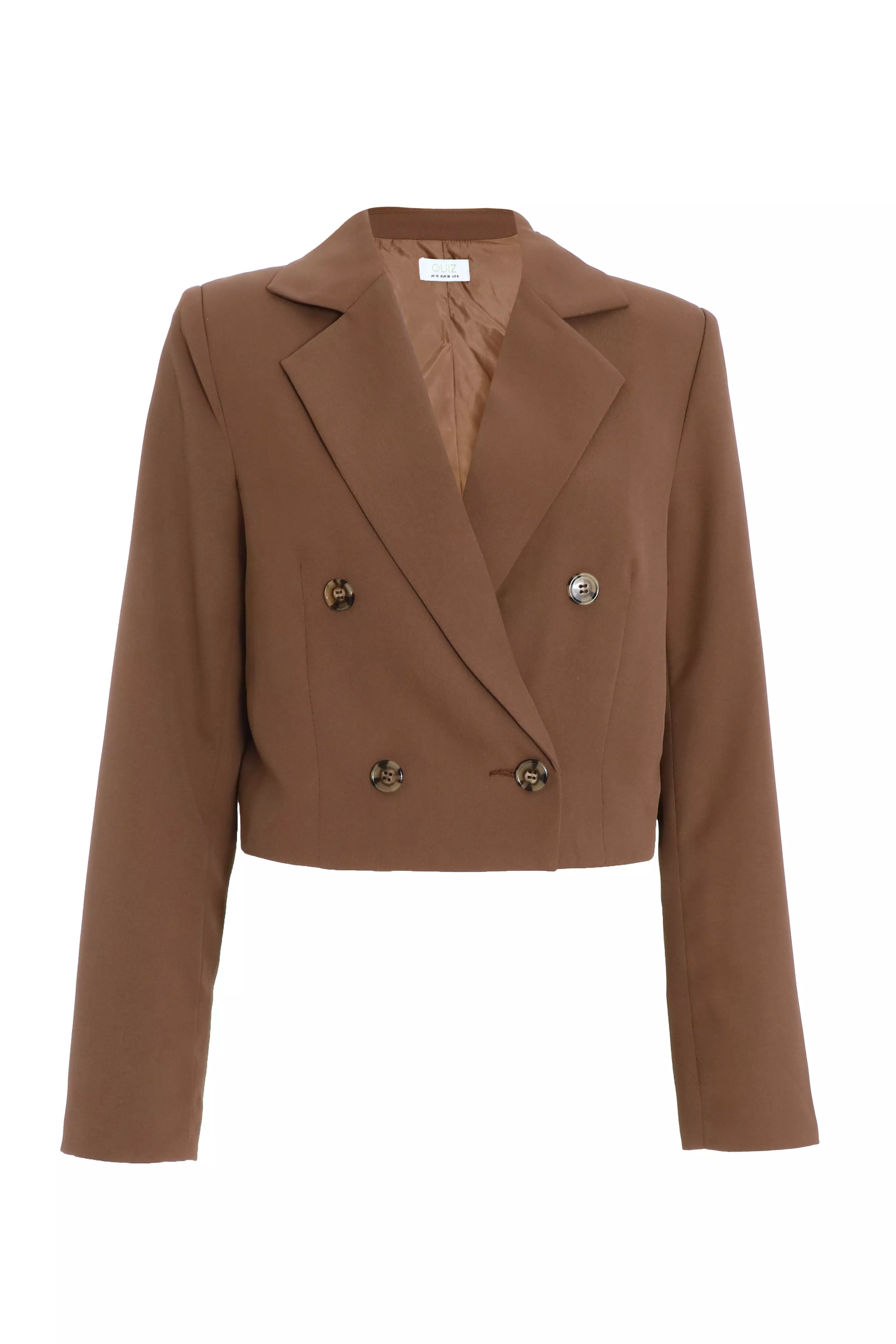Brown Cropped Tailored Blazer
