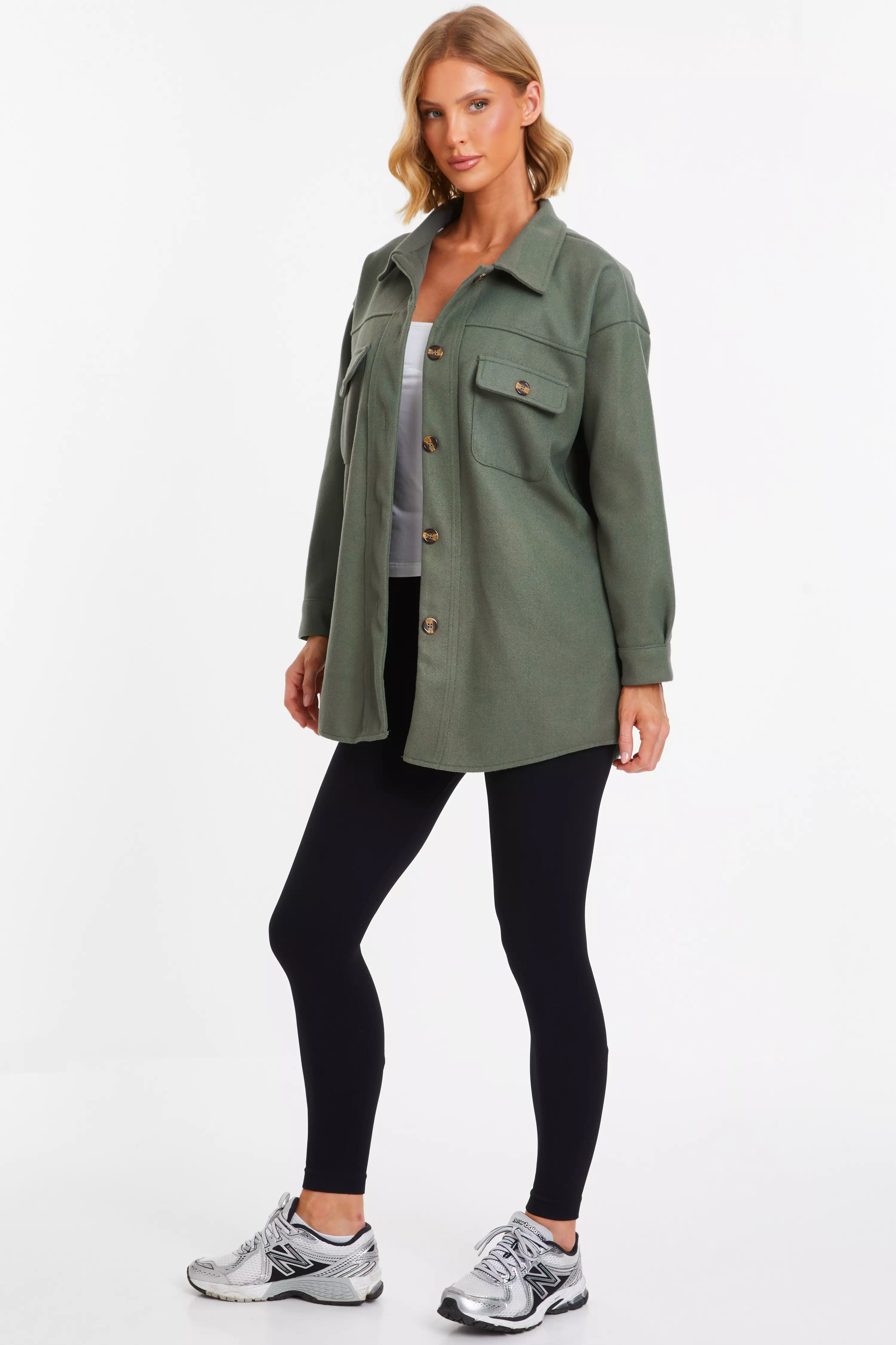 Khaki Button Front Shacket