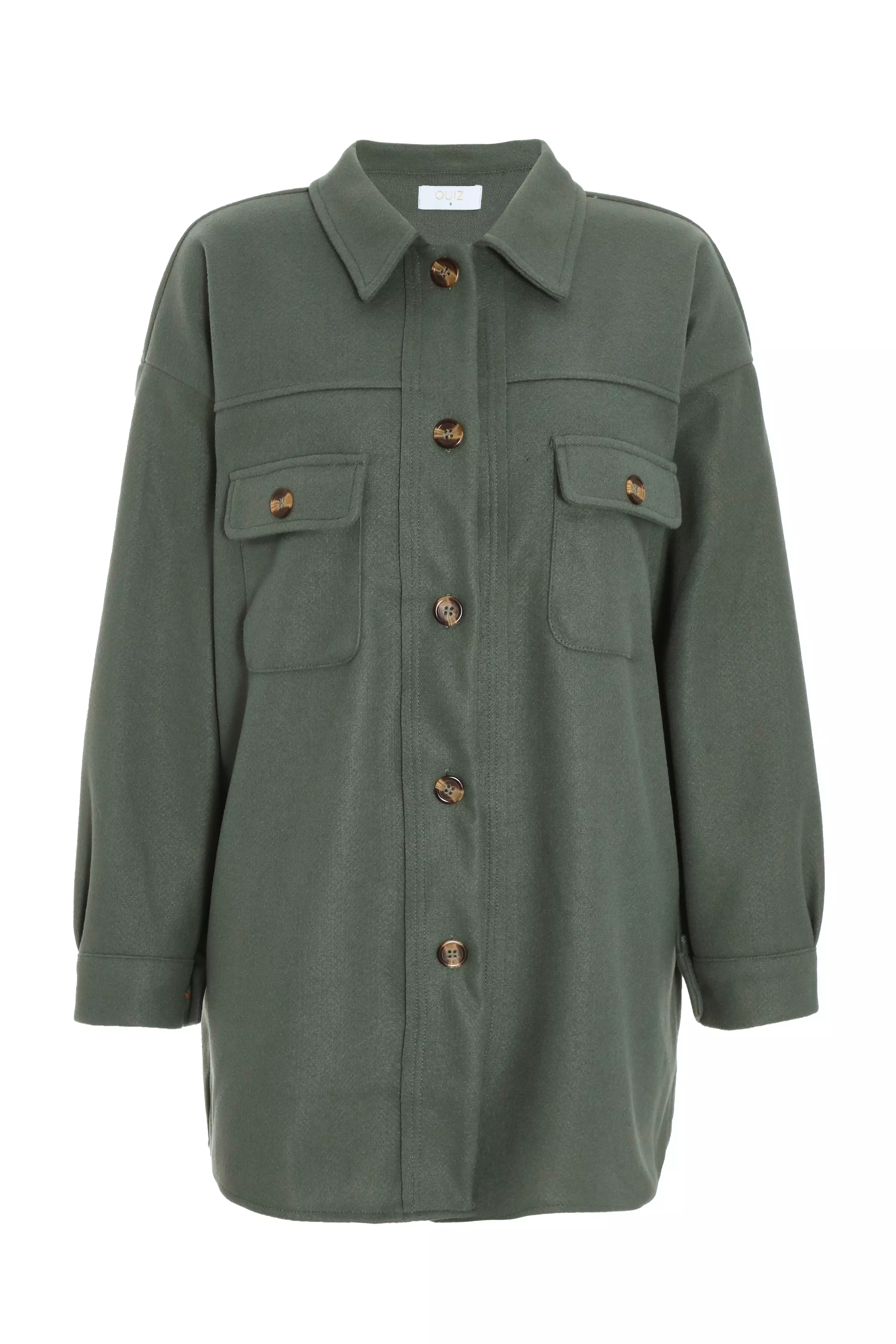 Khaki Button Front Shacket