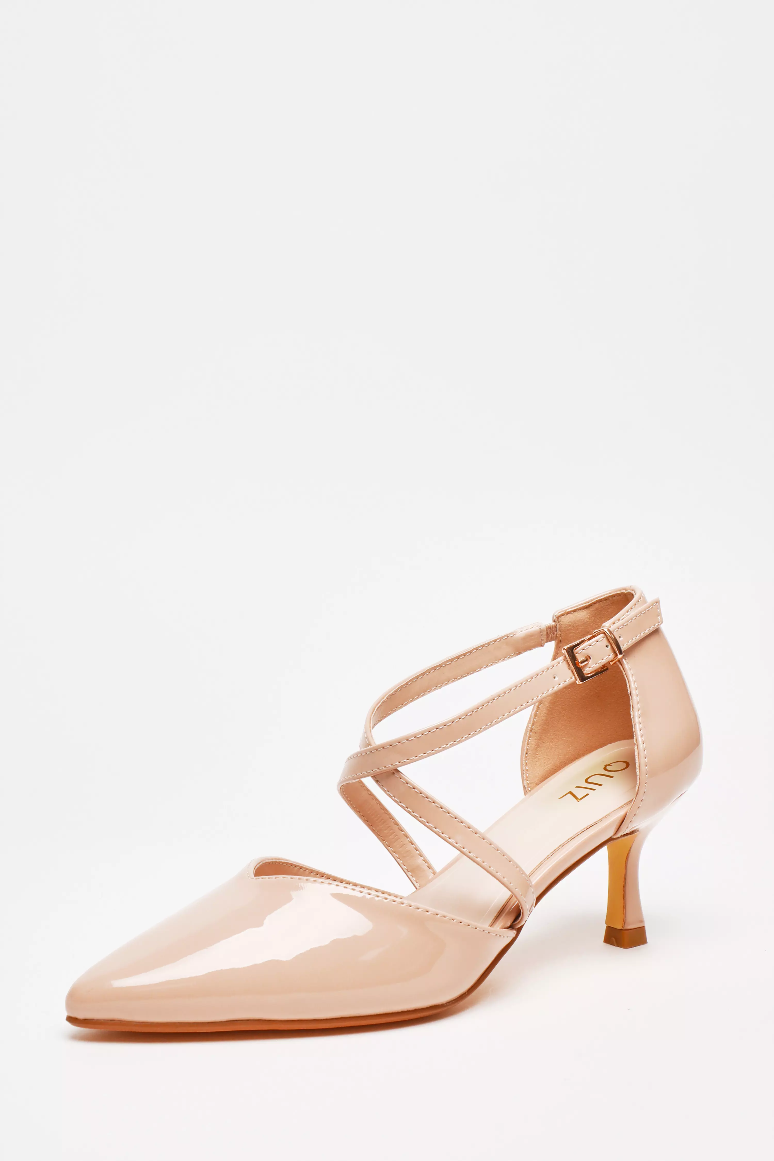 Nude Patent Low Court Heels