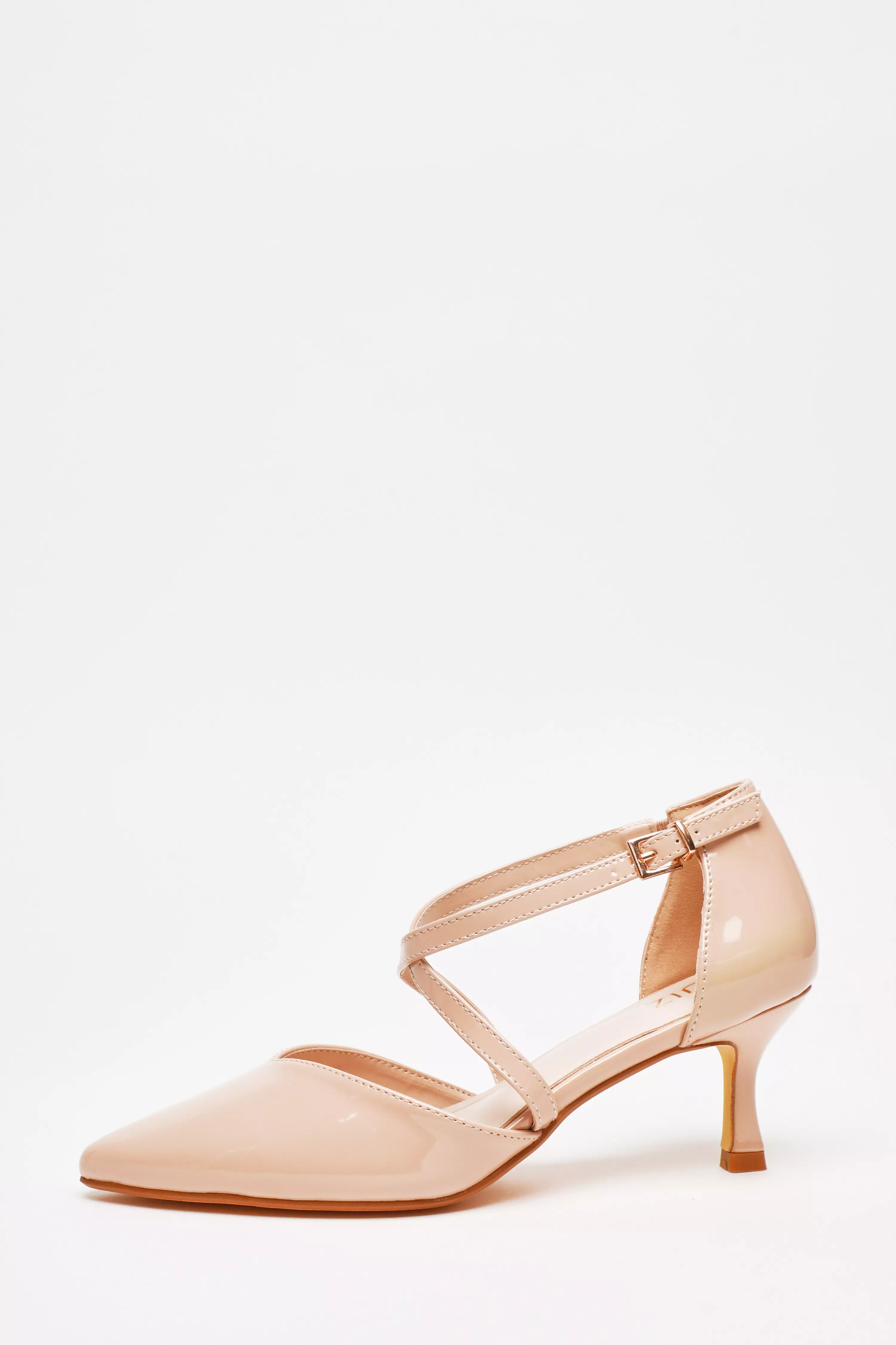 Nude Patent Low Court Heels