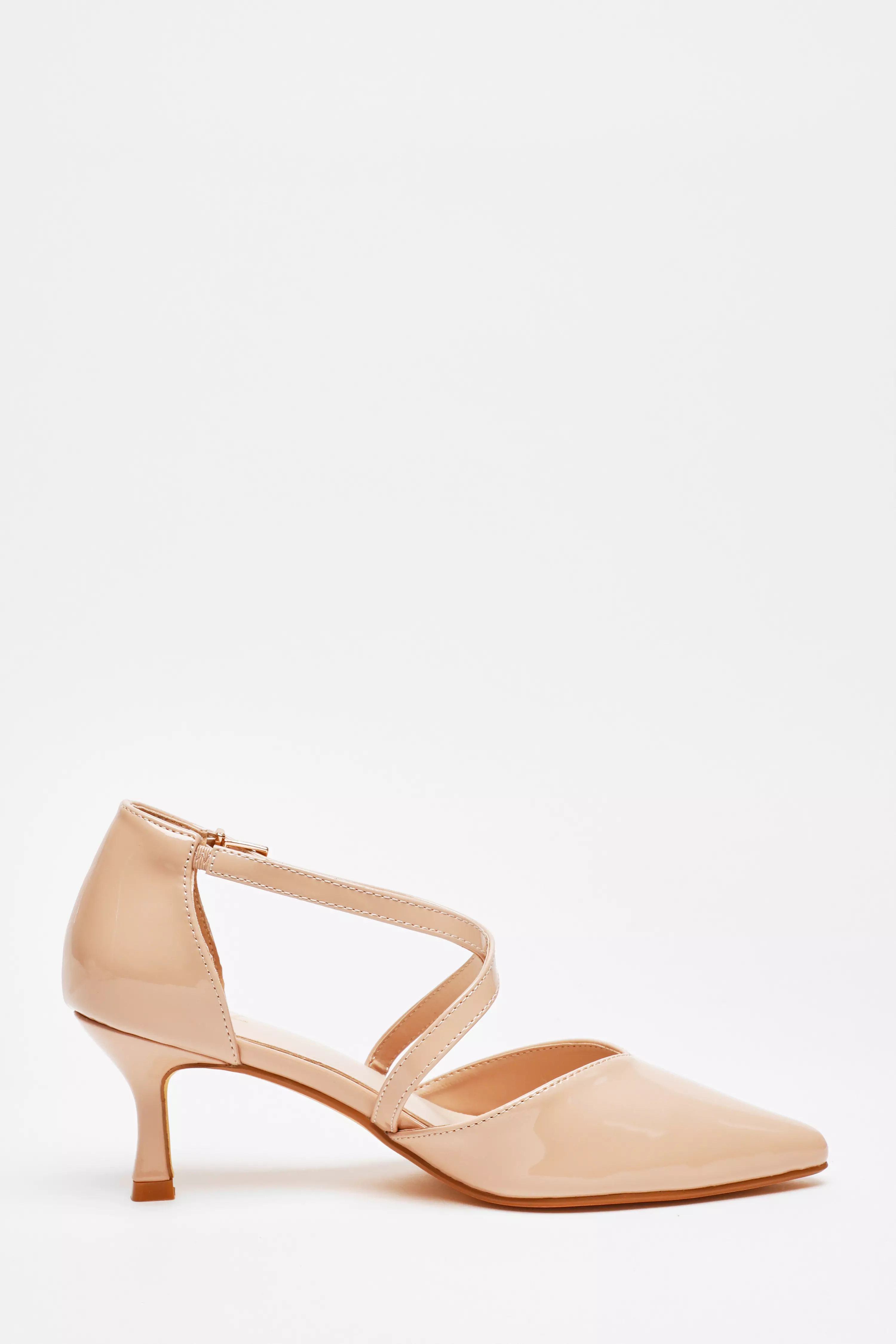 Nude Patent Low Court Heels