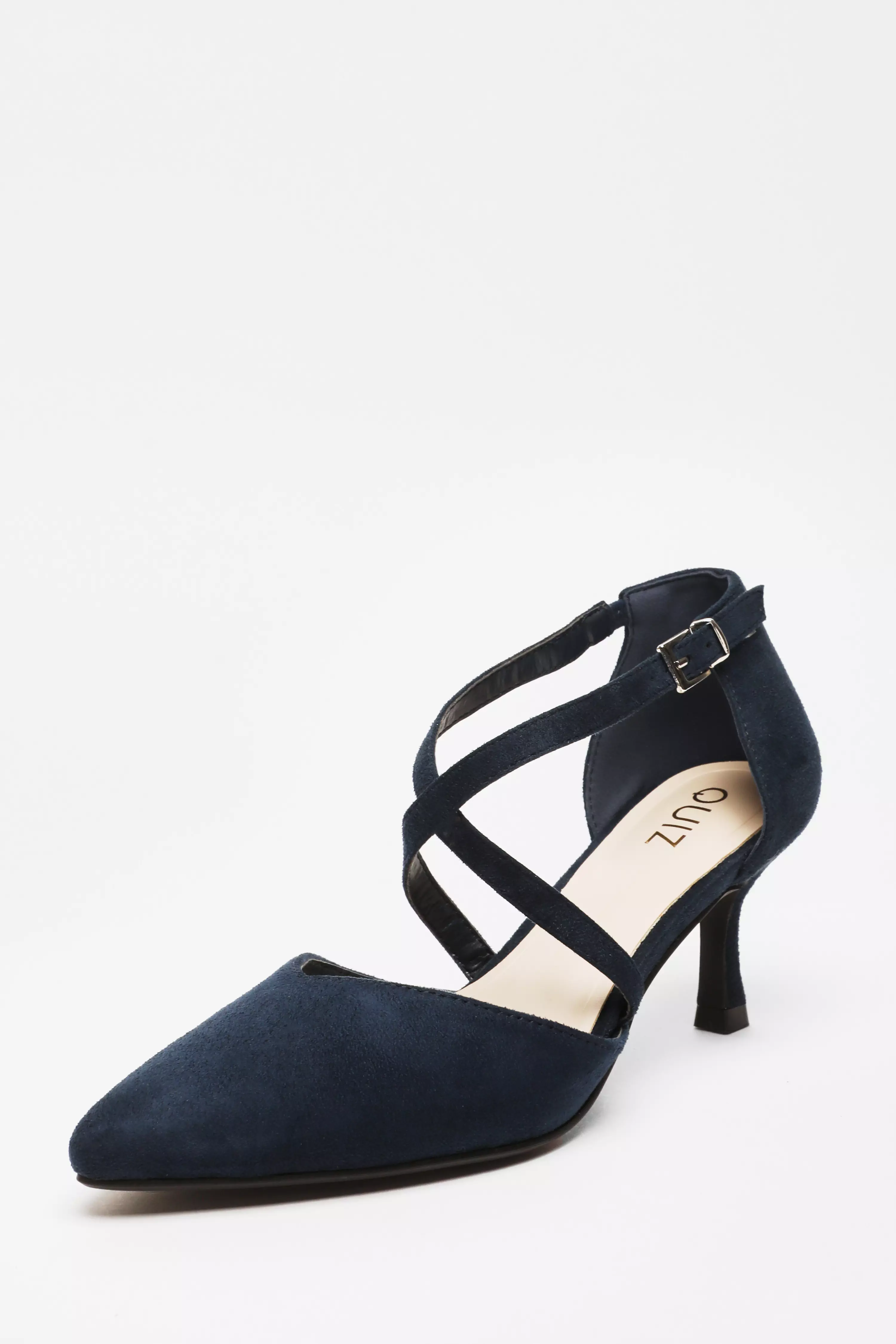 Navy Faux Suede Low Court Heels