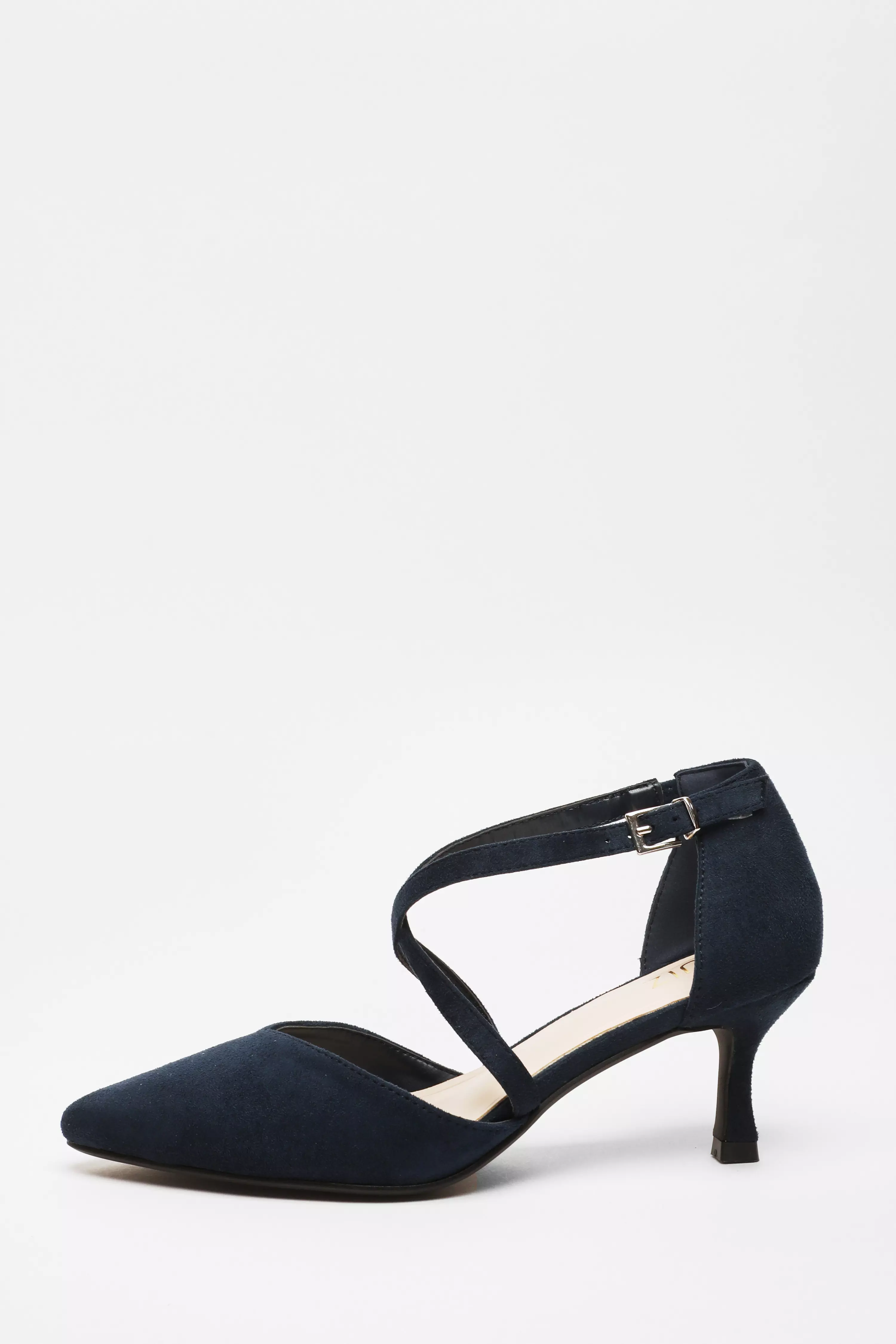 Navy Faux Suede Low Court Heels