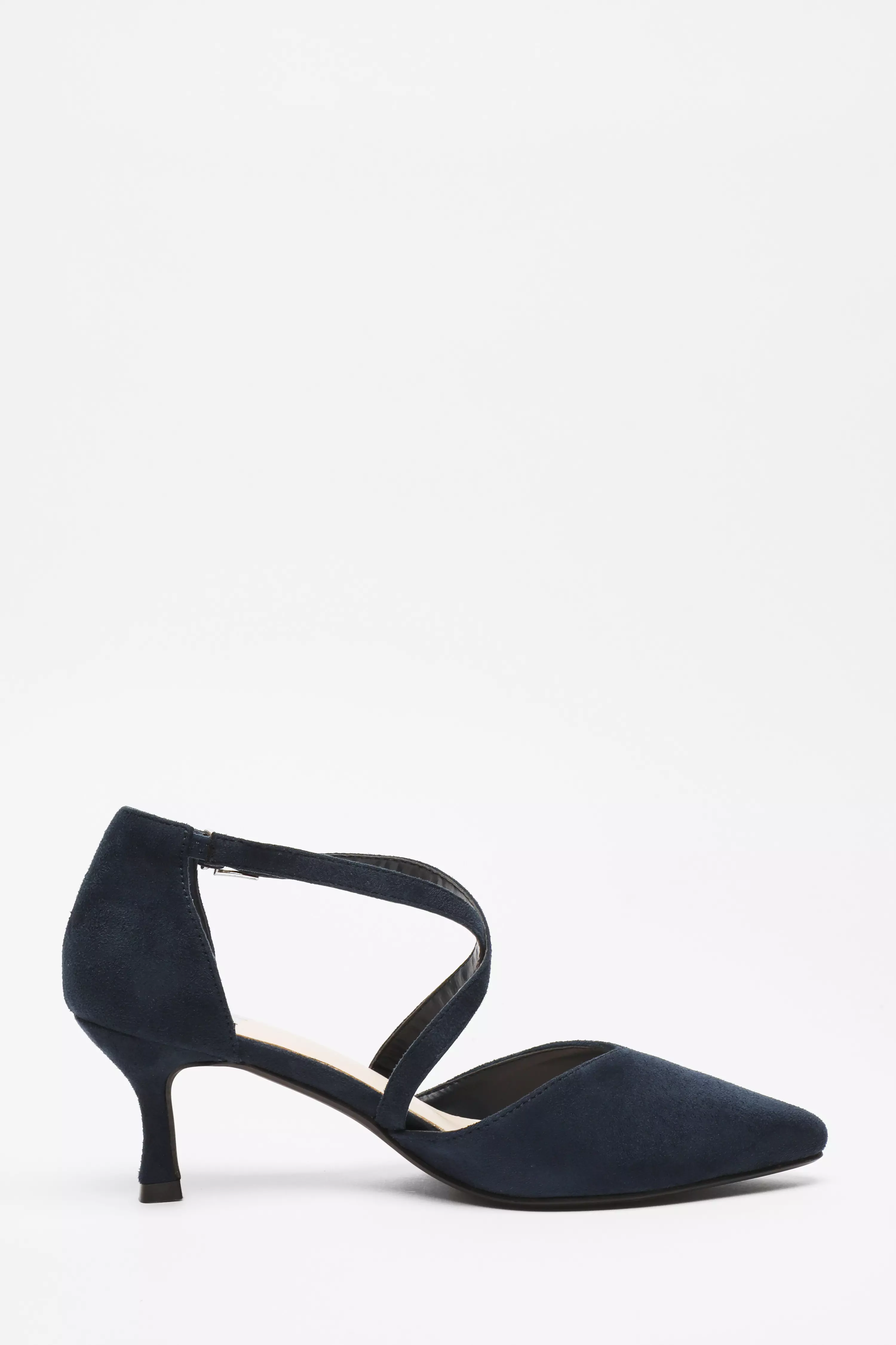 Navy Faux Suede Low Court Heels