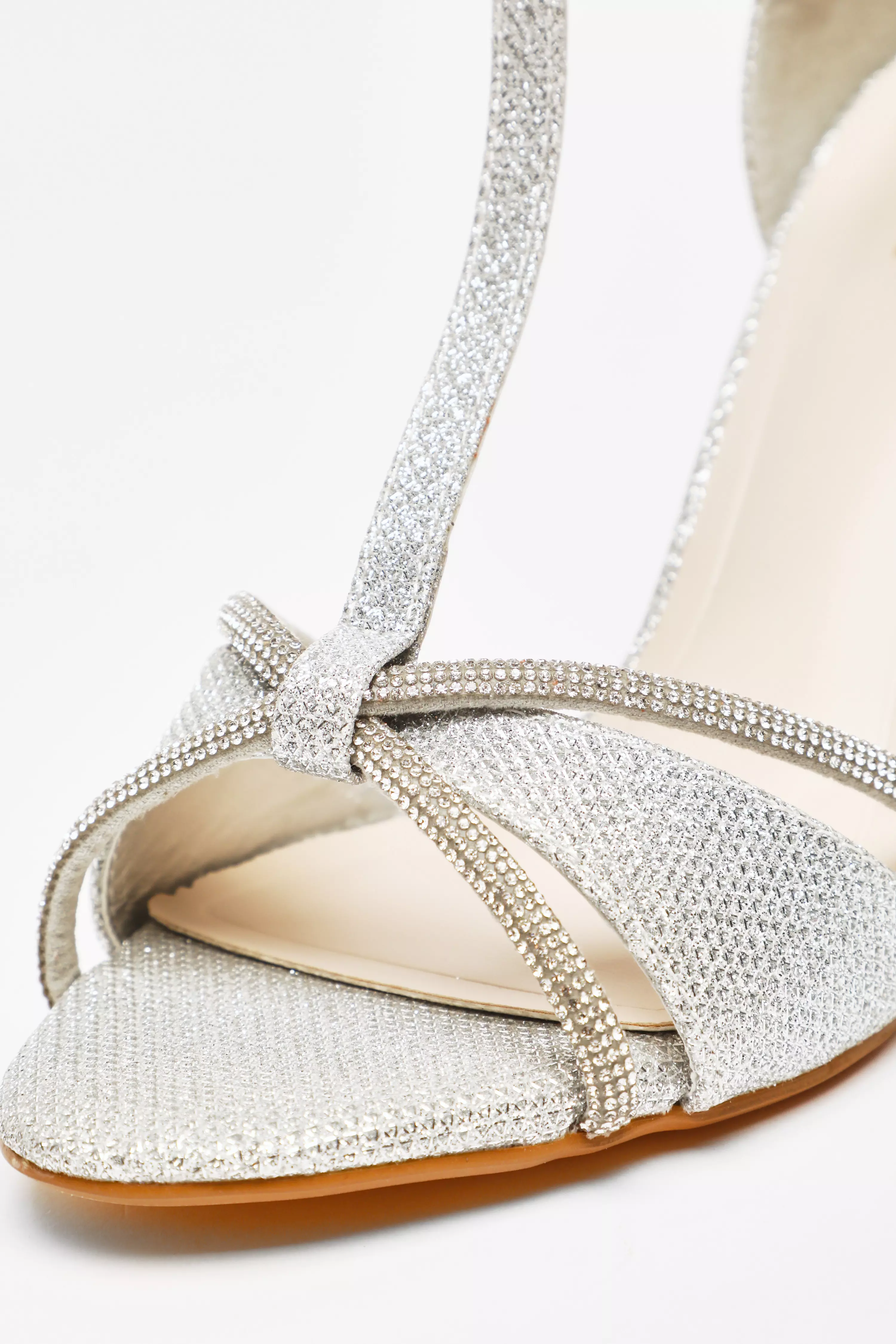 Silver Shimmer T-Bar Heeled Sandals