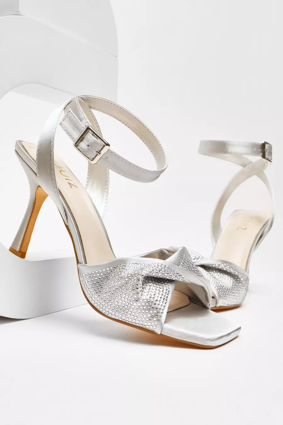 Cheap silver strappy heels best sale