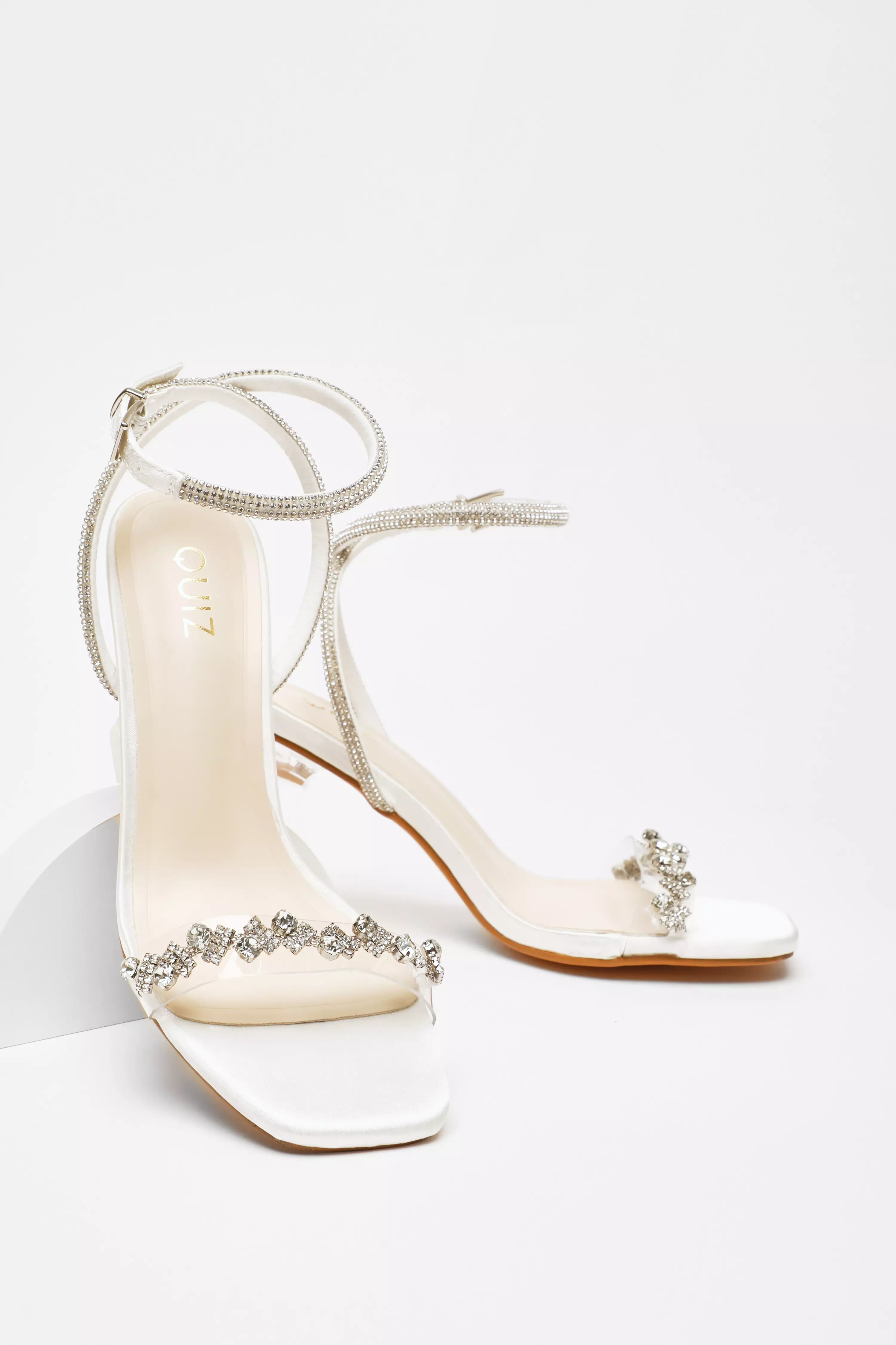 Bridal White Jewel Heeled Sandals