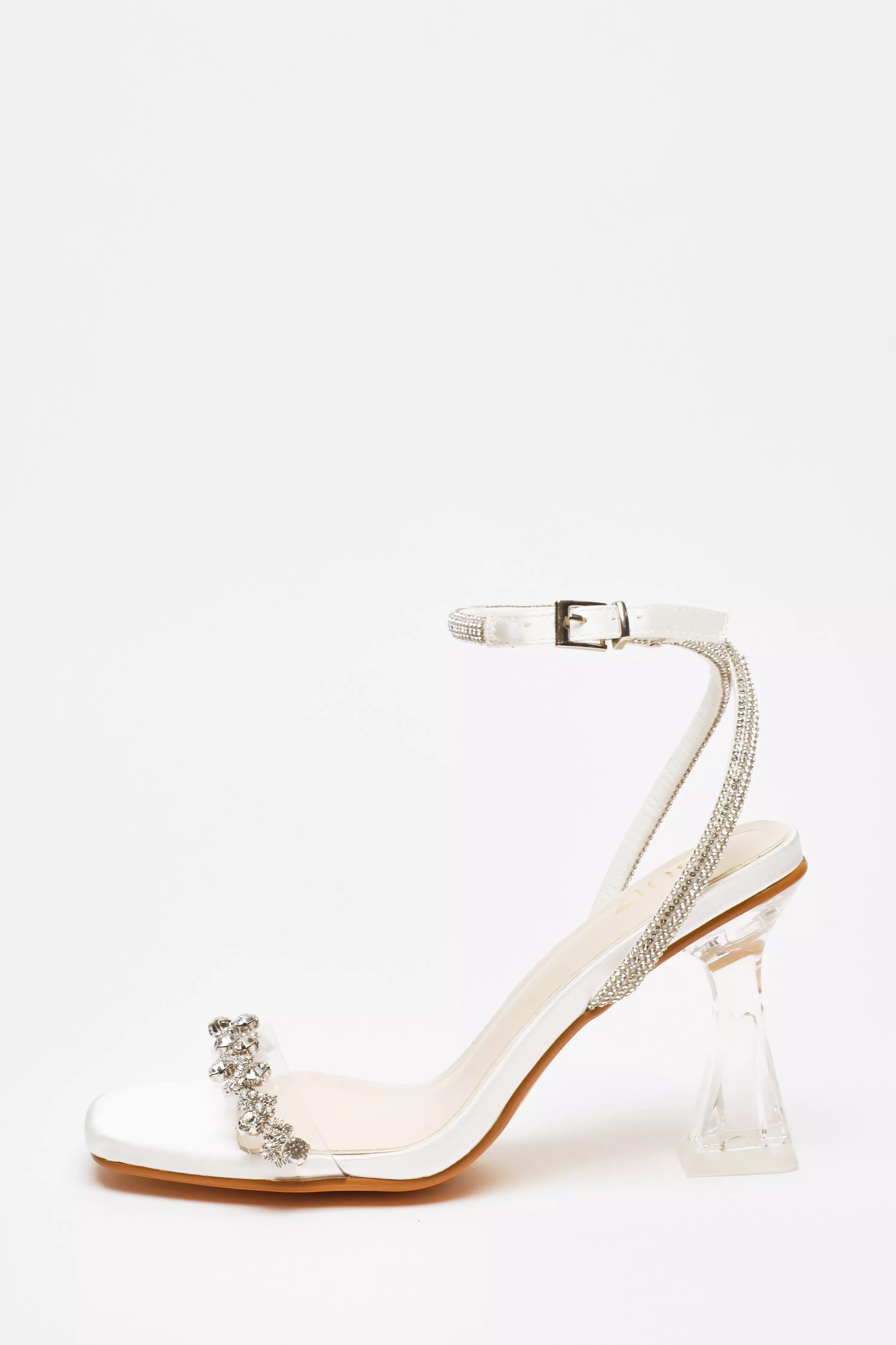 Bridal White Jewel Heeled Sandals