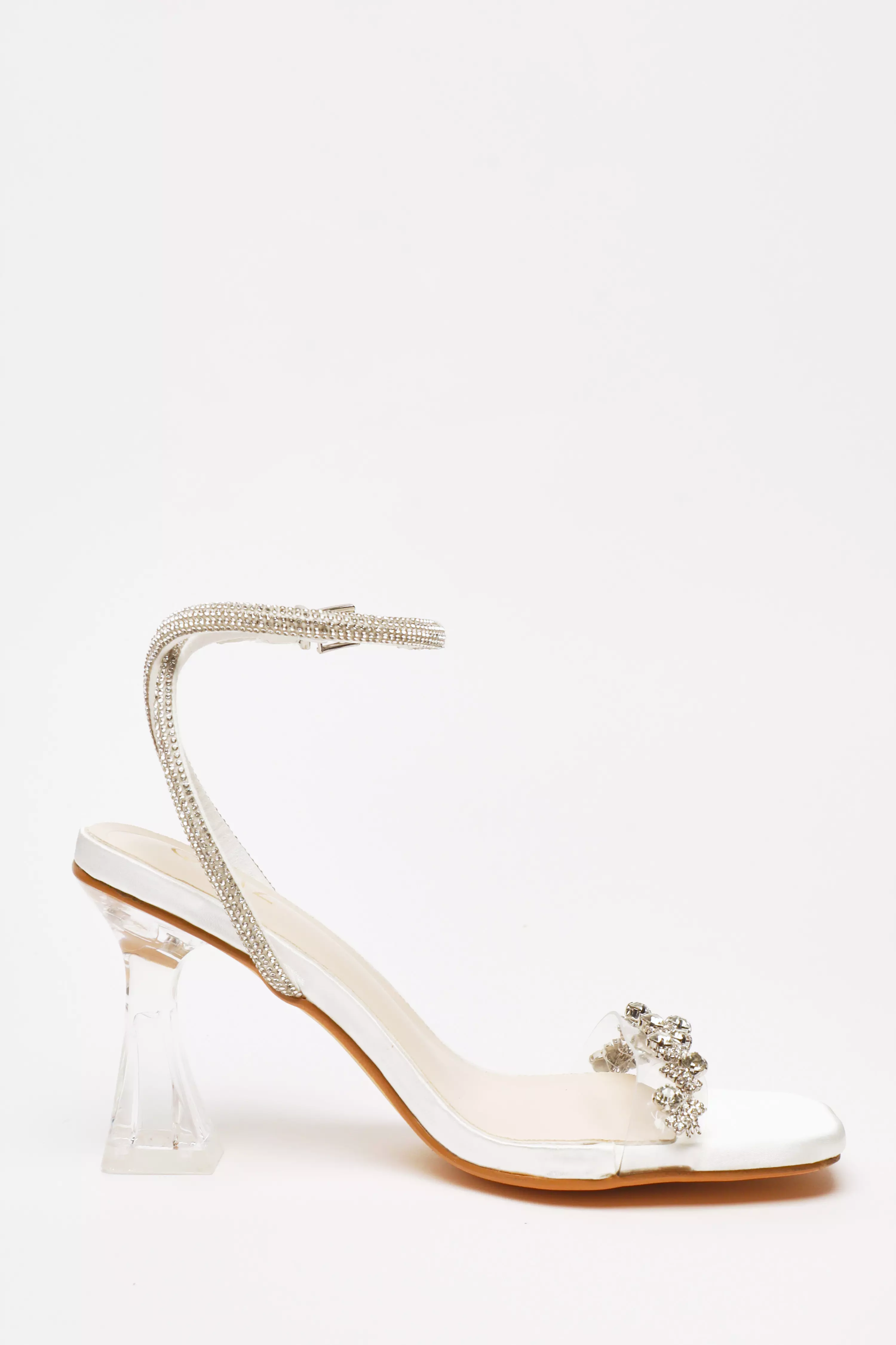 Bridal White Jewel Heeled Sandals