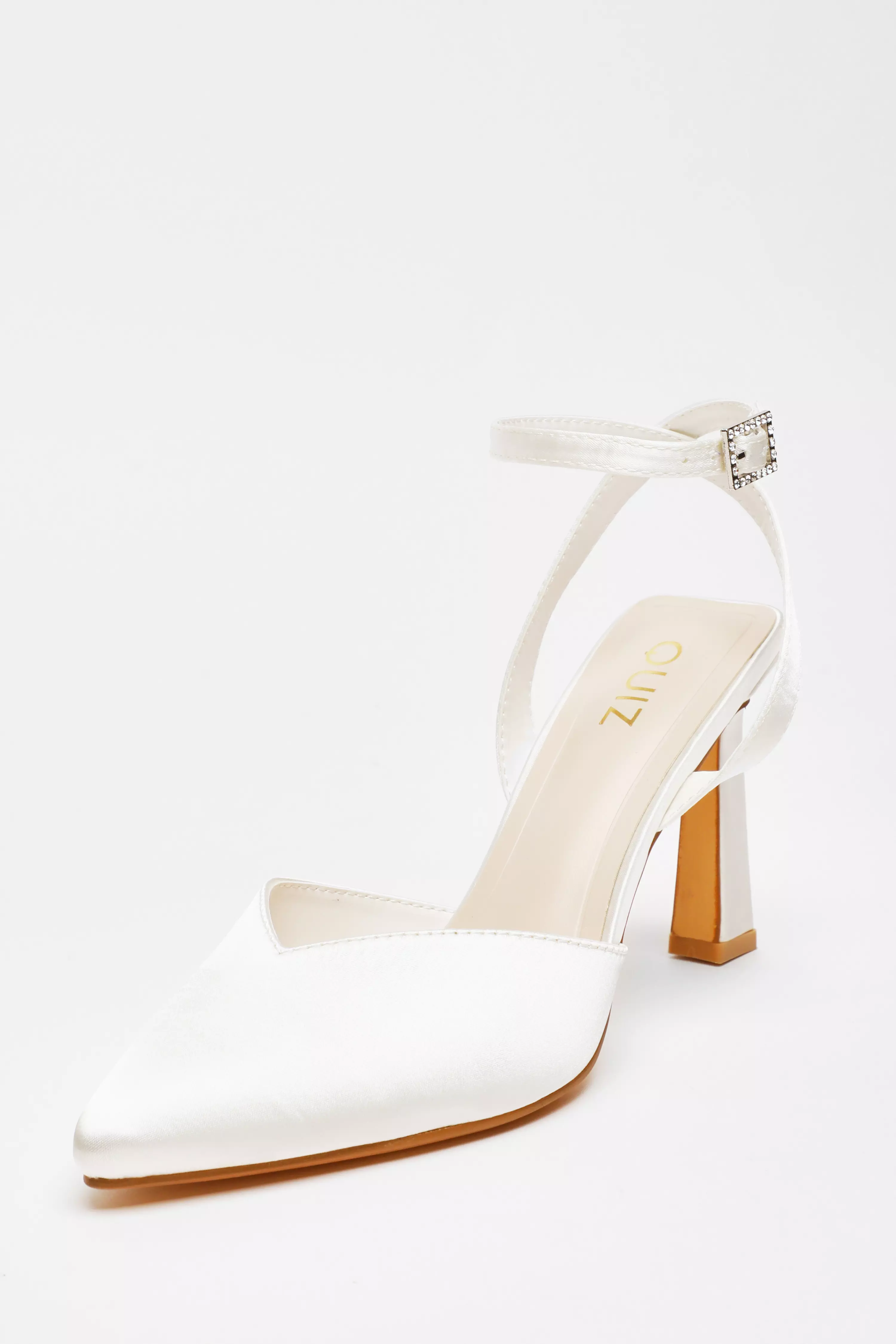 White Bridal Satin Court Heels