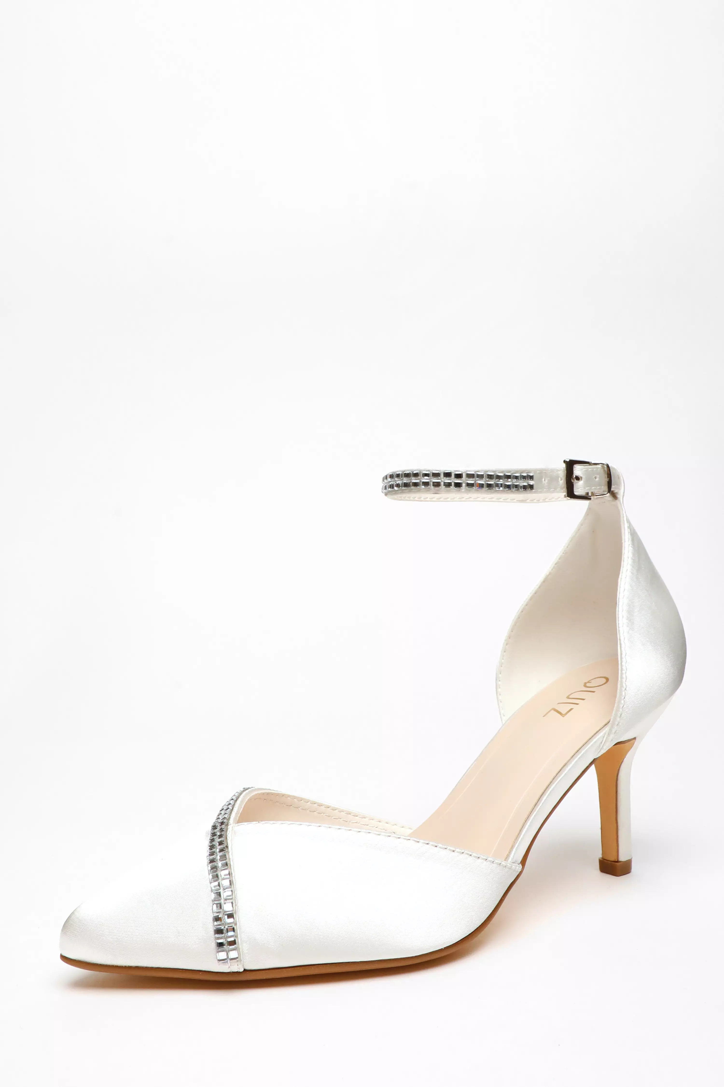 Bridal Satin Diamante Asymmetric Court Heels
