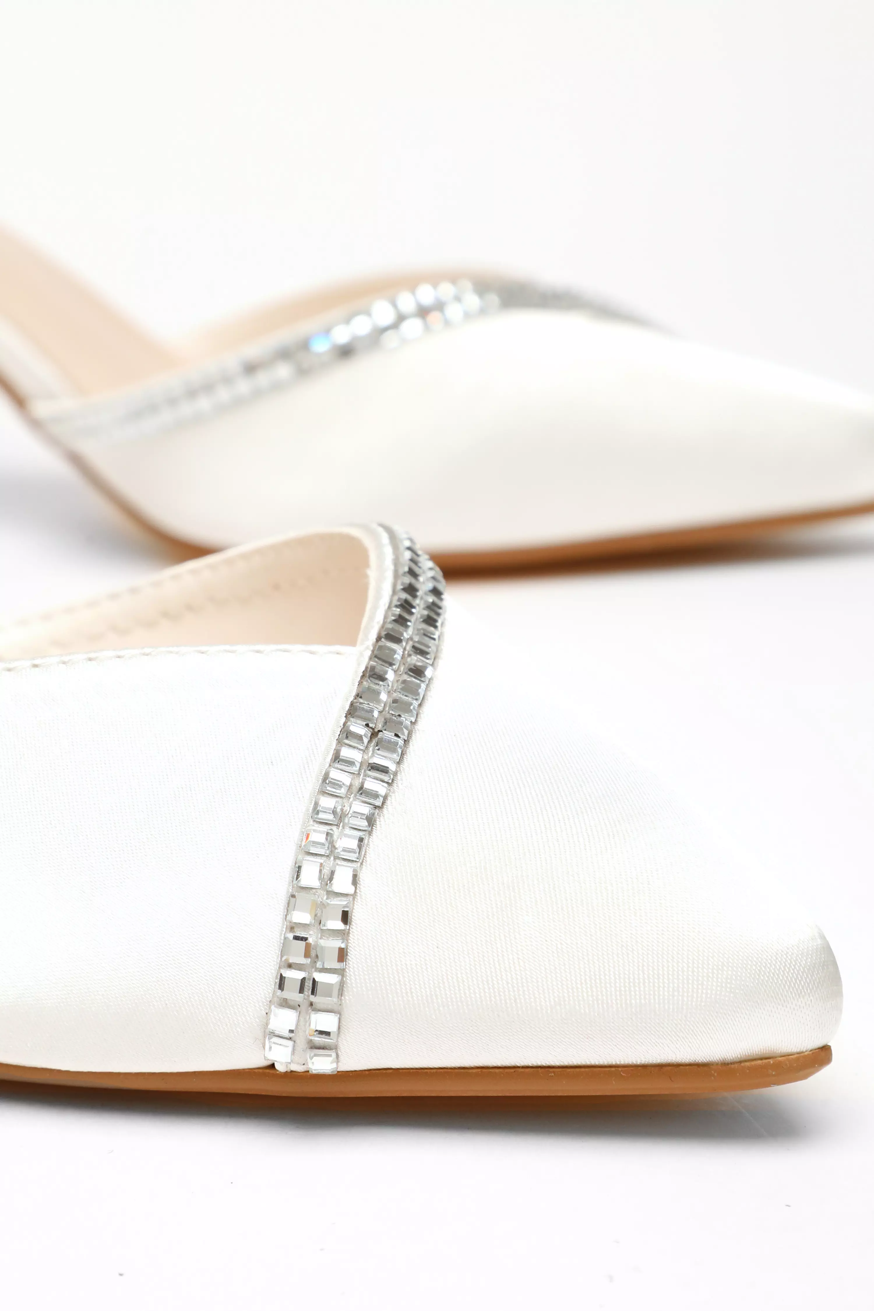 Bridal Satin Diamante Asymmetric Court Heels