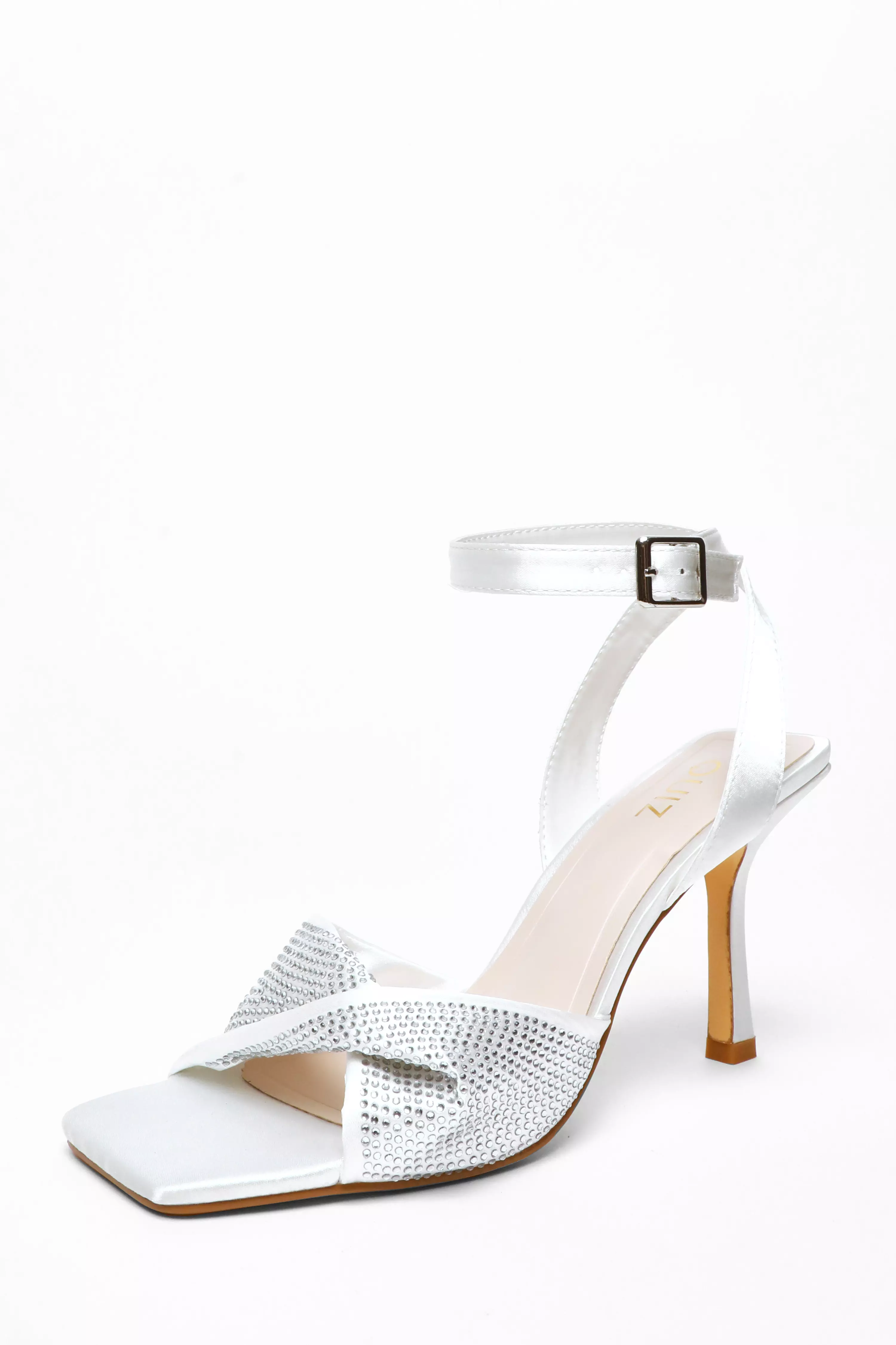 Bridal White Diamante Twist Heeled Sandals