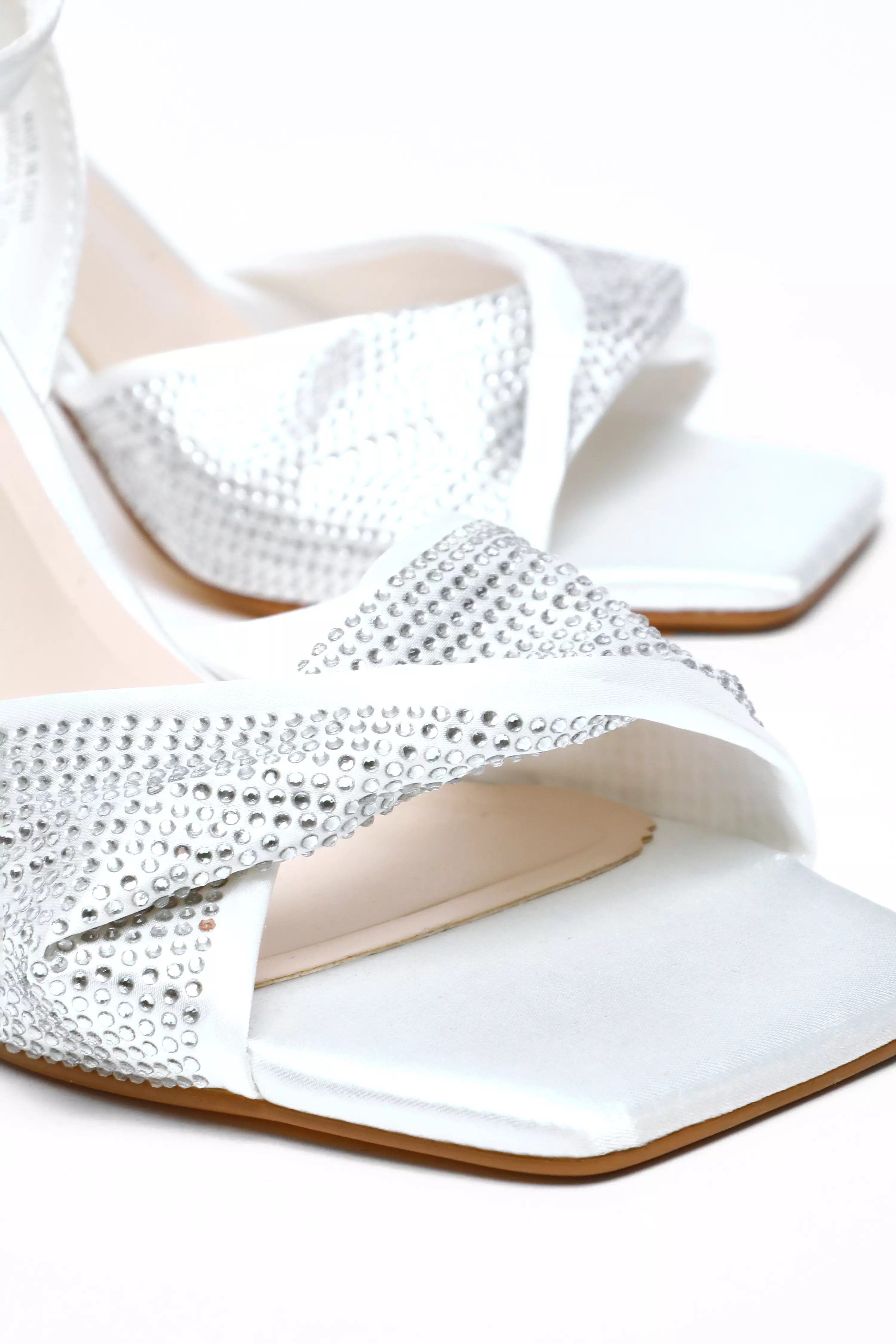 Bridal White Diamante Twist Heeled Sandals