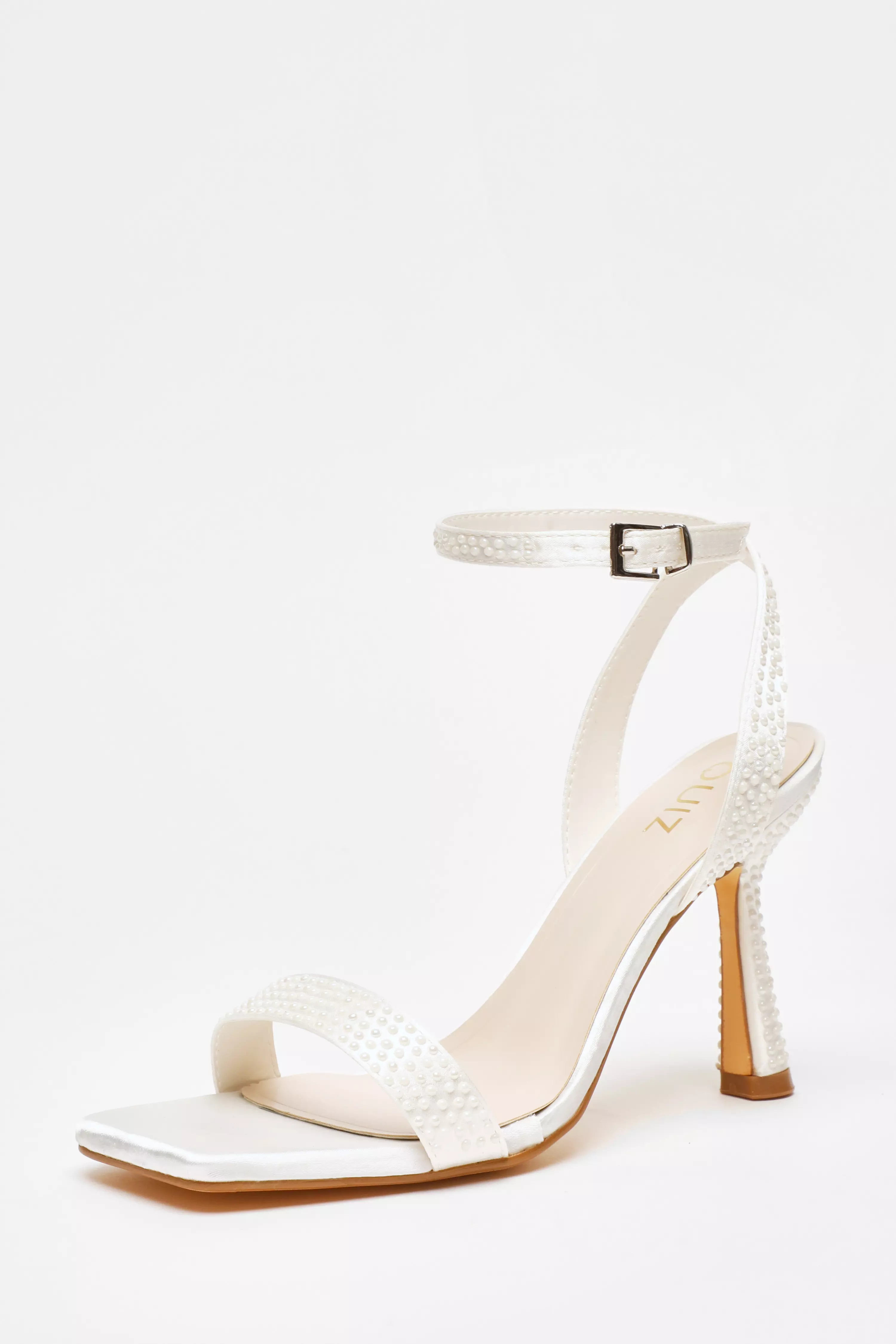 Bridal White Pearl Heeled Sandals