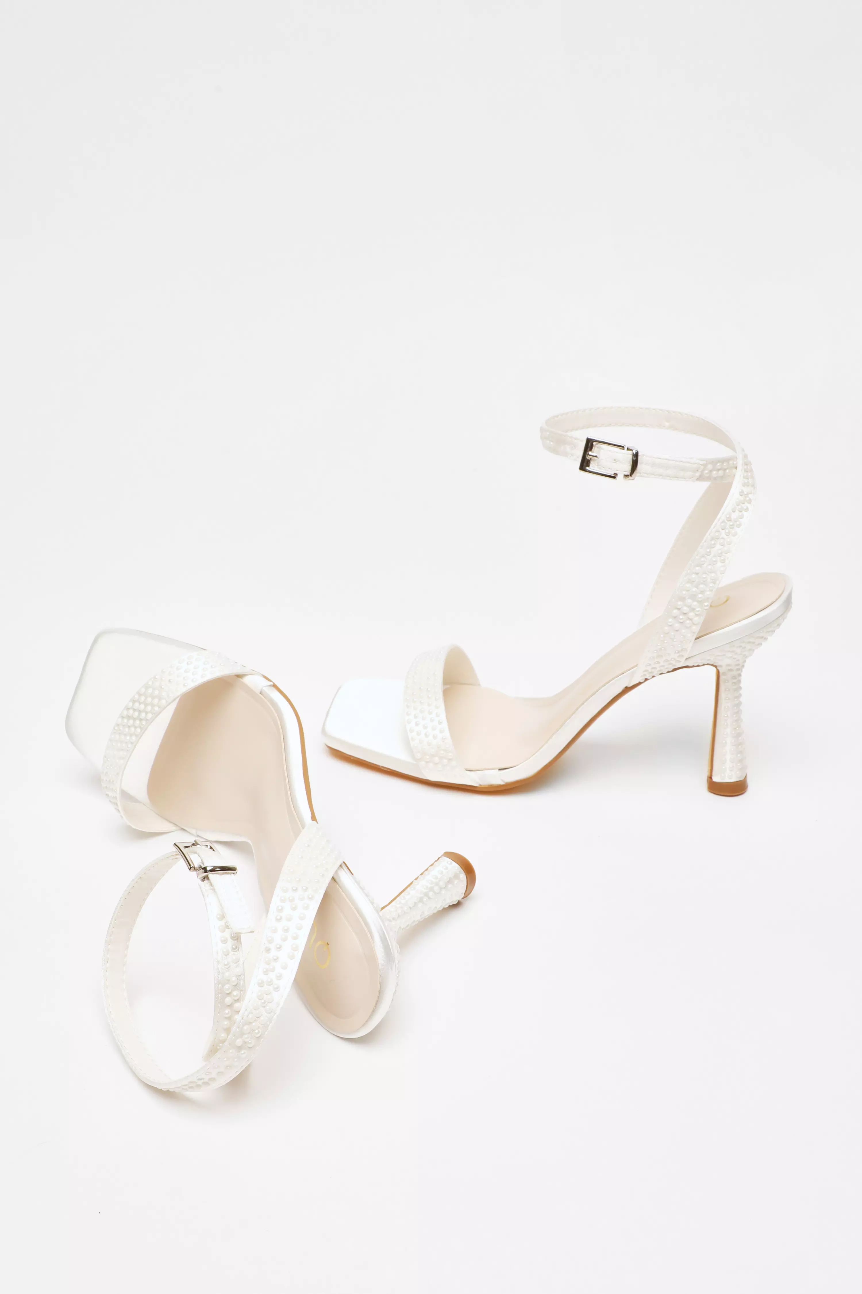 Bridal White Pearl Heeled Sandals