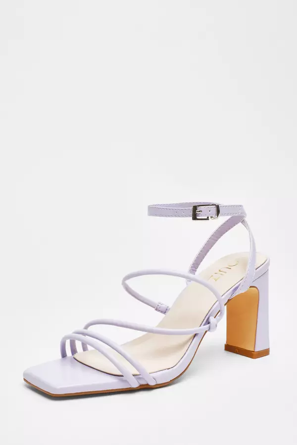 Lilac Strappy Block Heeled Sandals