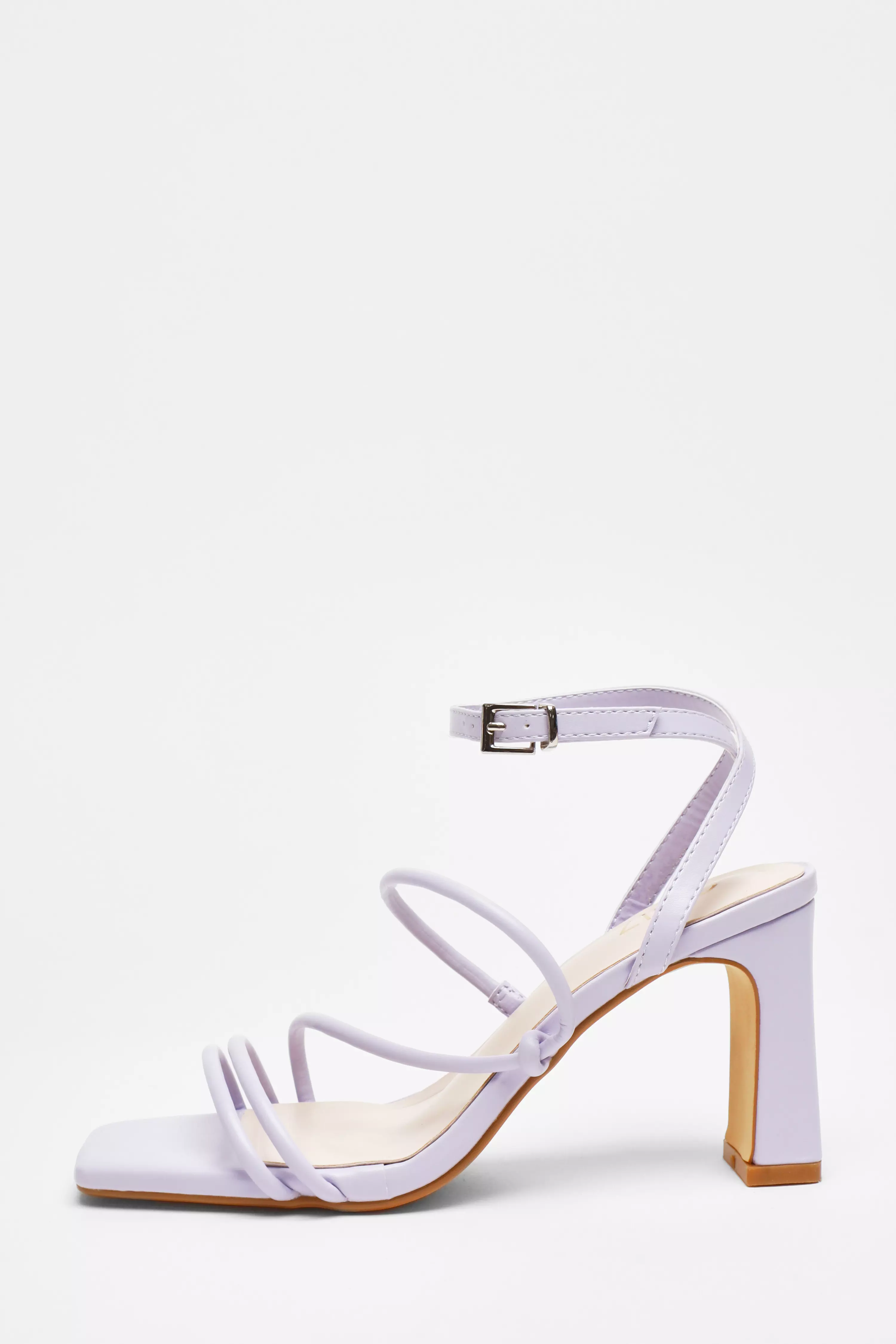 Lilac Strappy Block Heeled Sandals