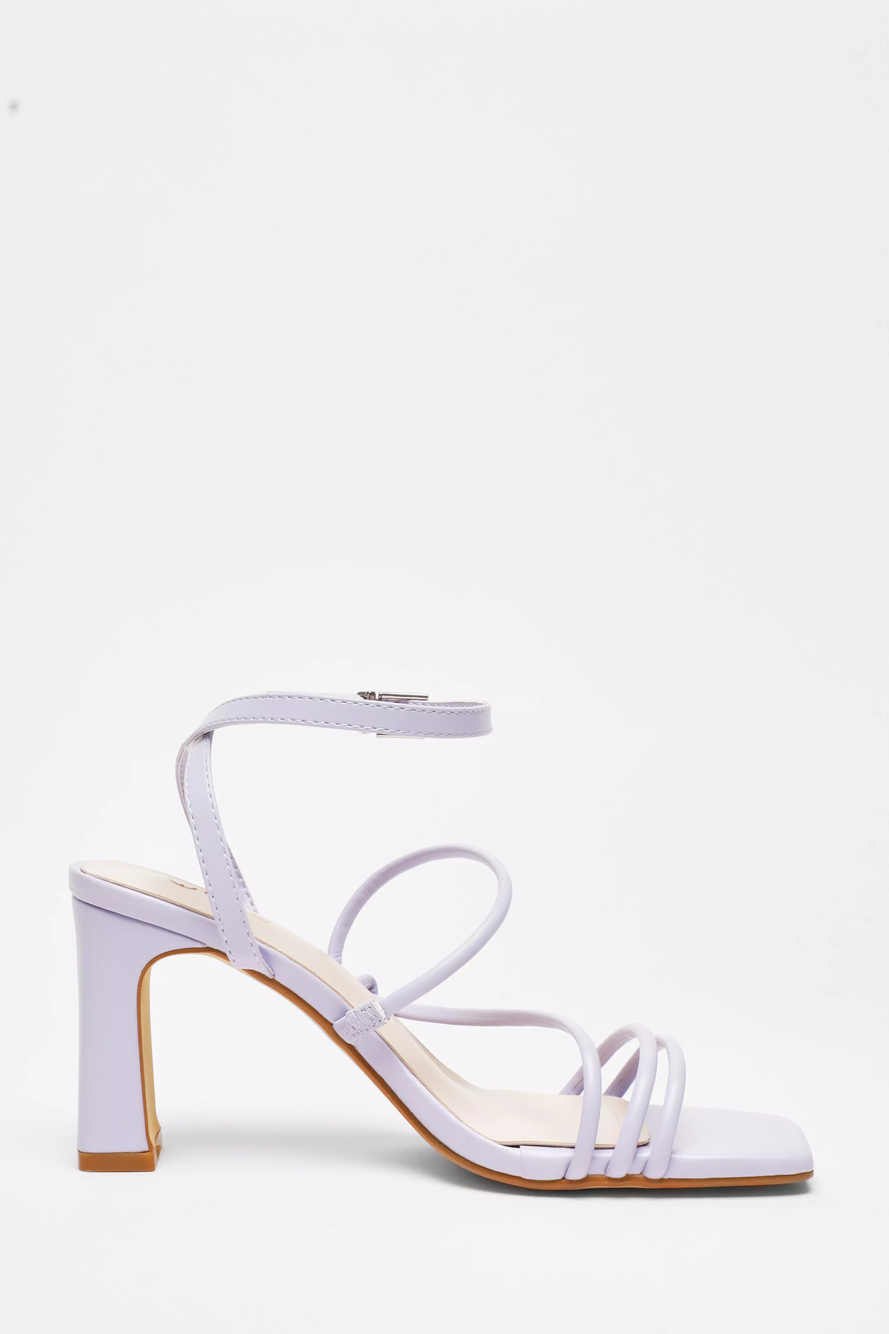 Lilac Strappy Block Heeled Sandals
