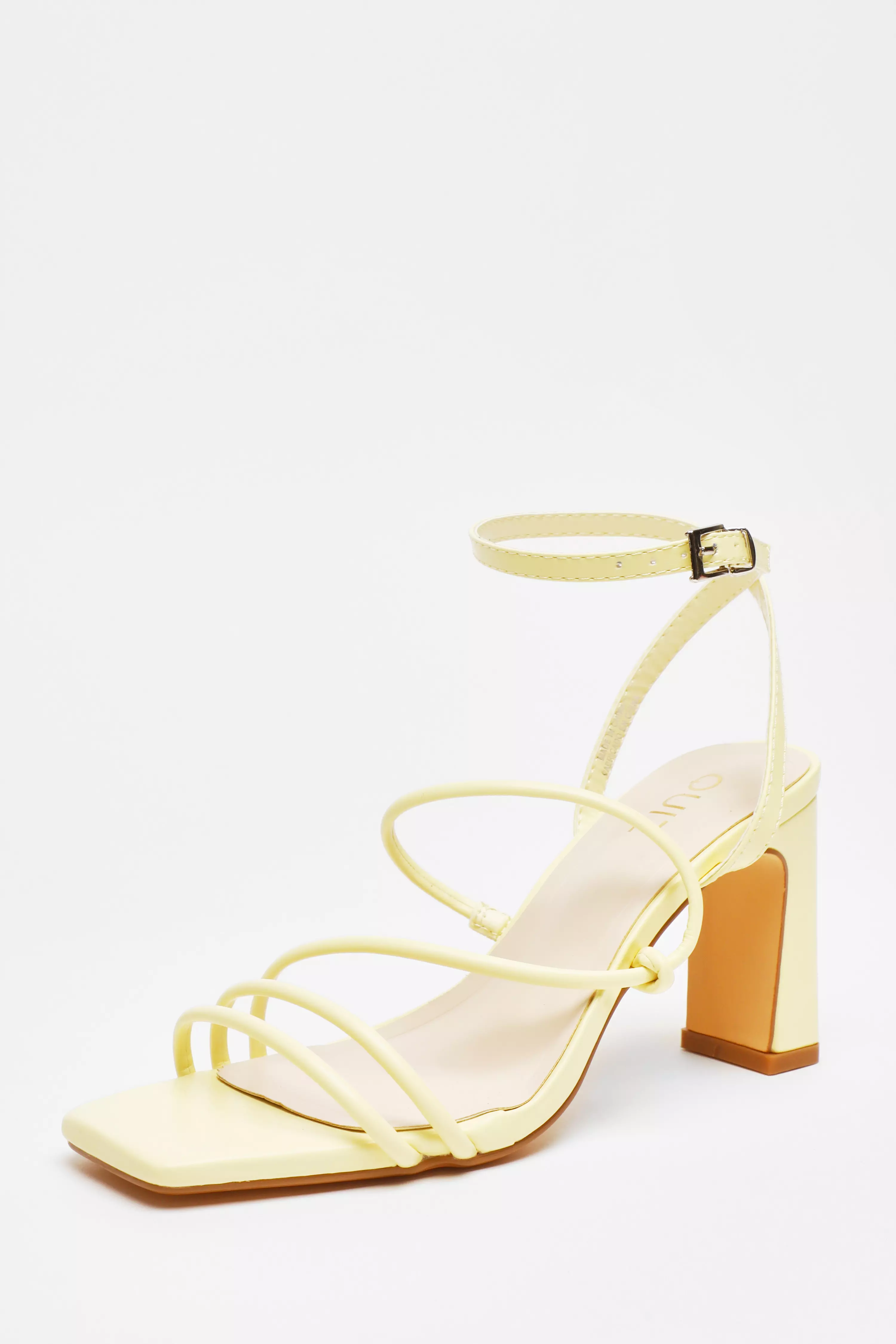 Lemon Strappy Block Heeled Sandals