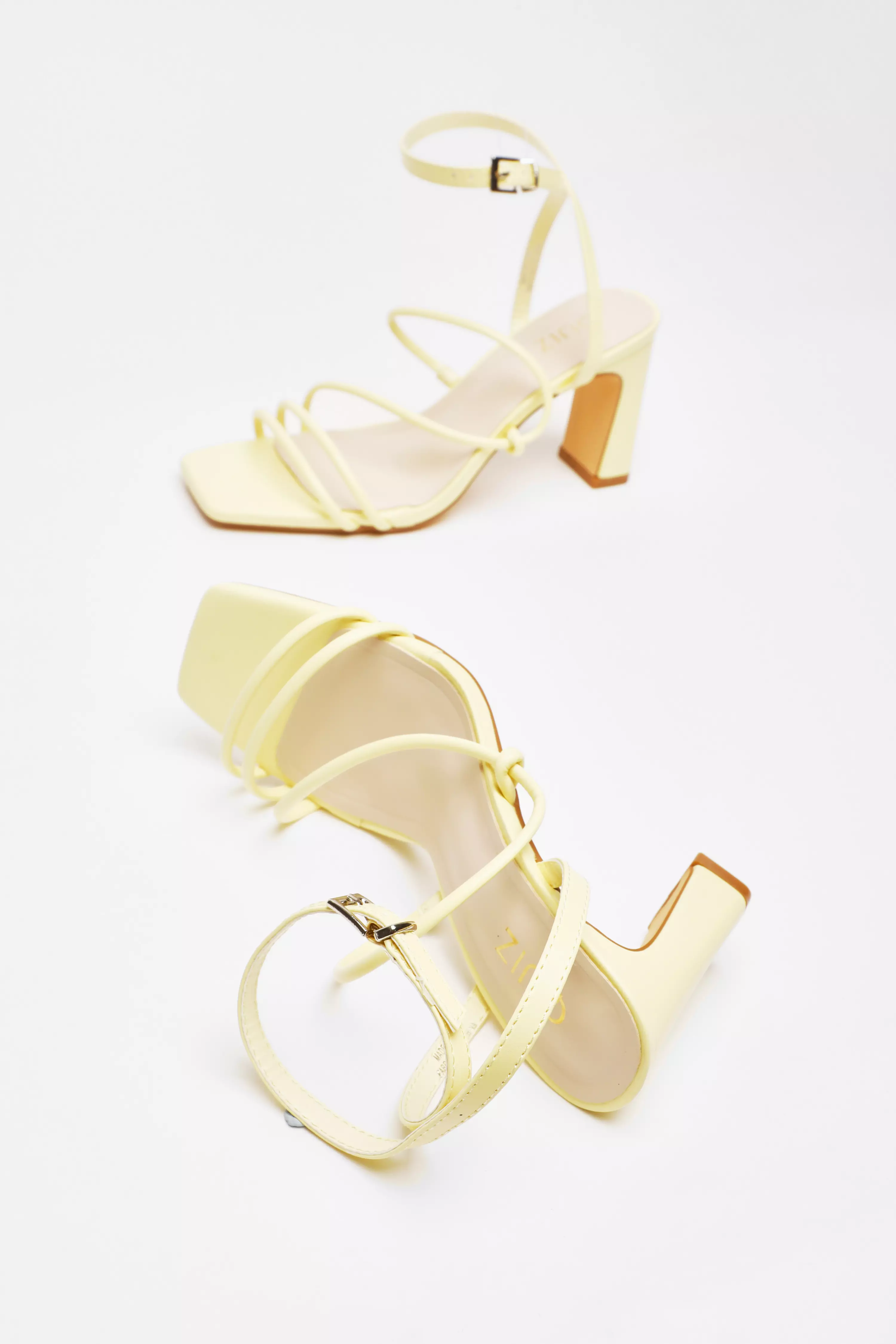 Lemon Strappy Block Heeled Sandals