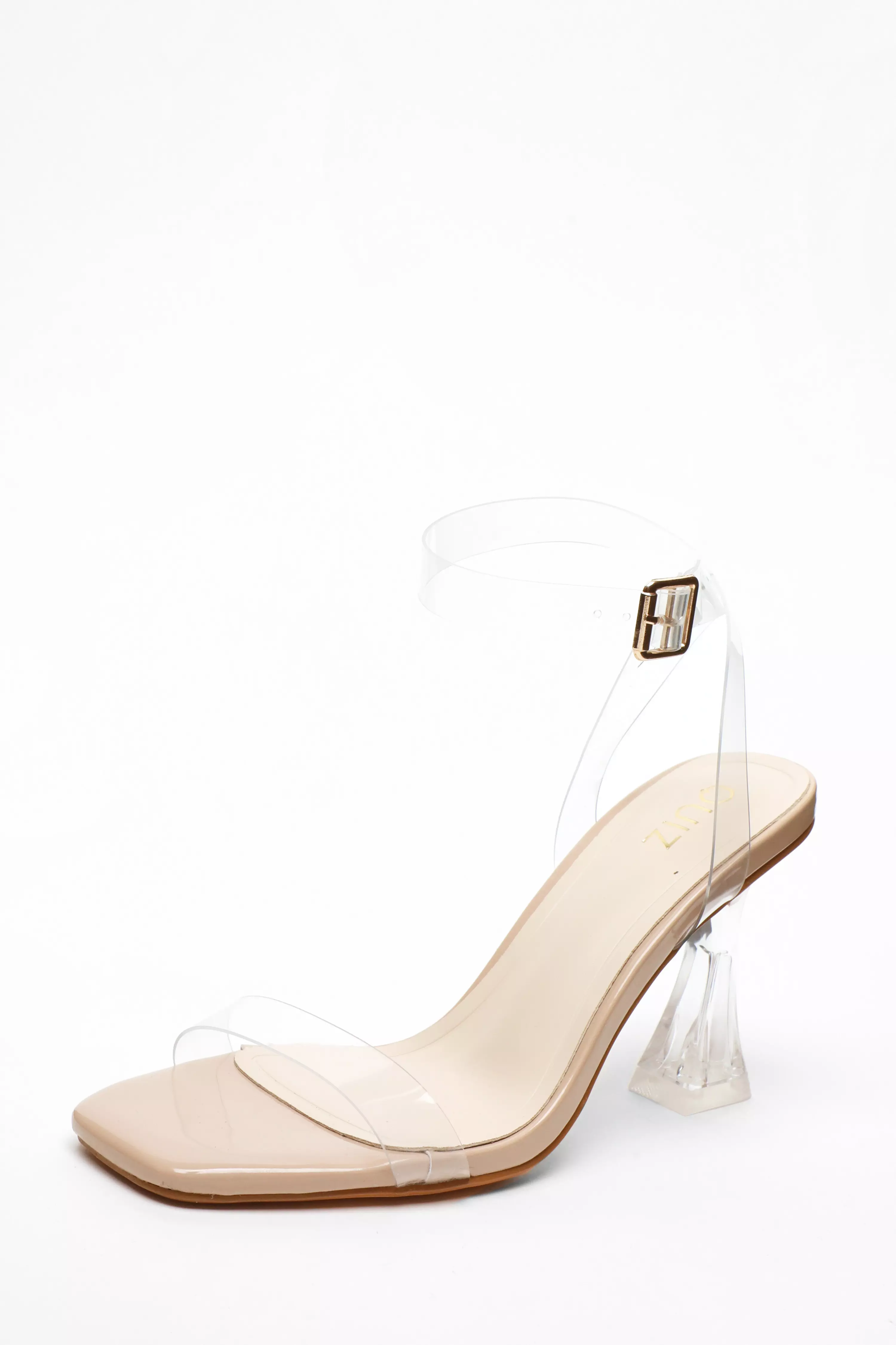 Clear Flared Heeled Sandals