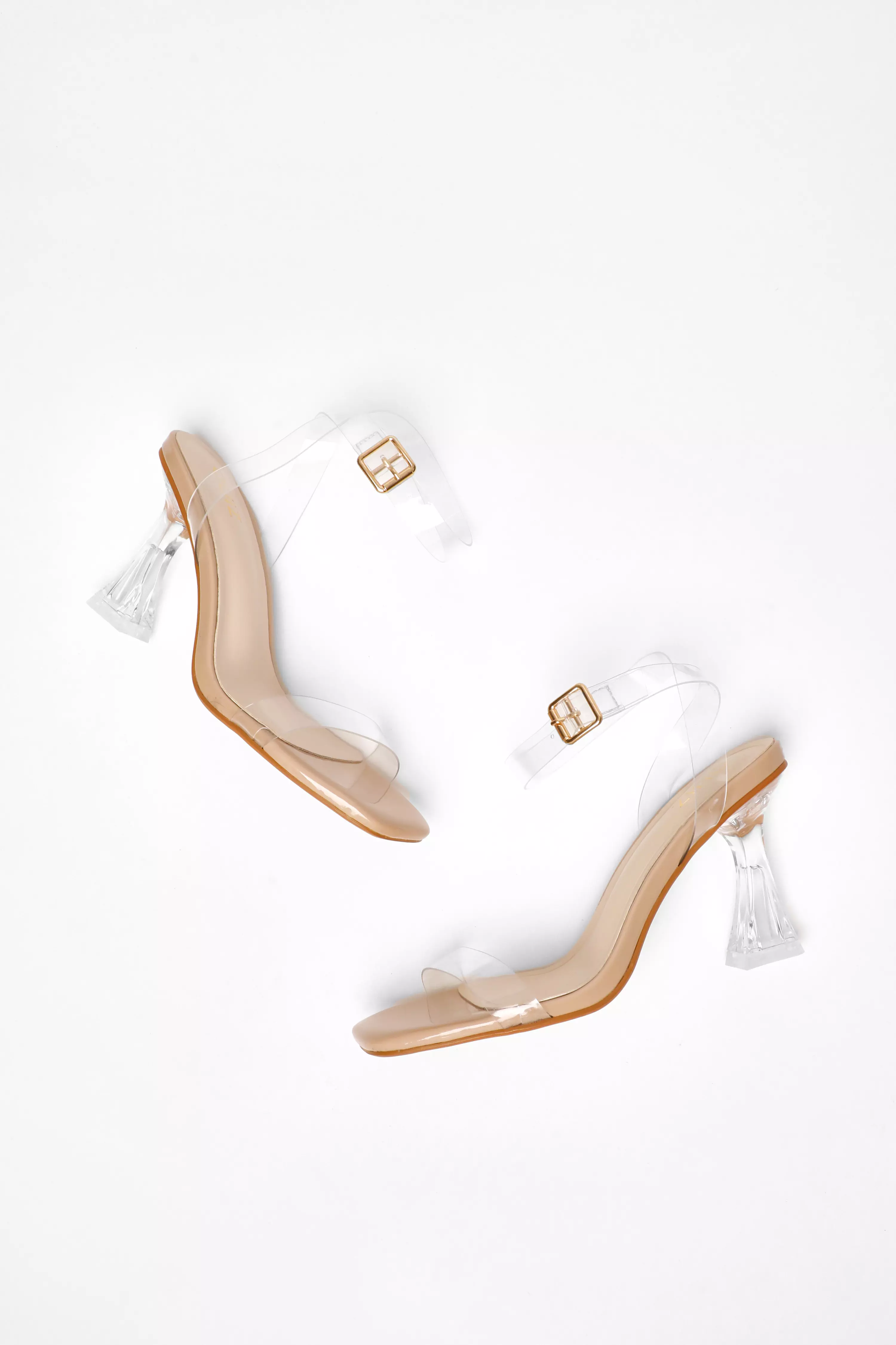 Clear Flared Heeled Sandals