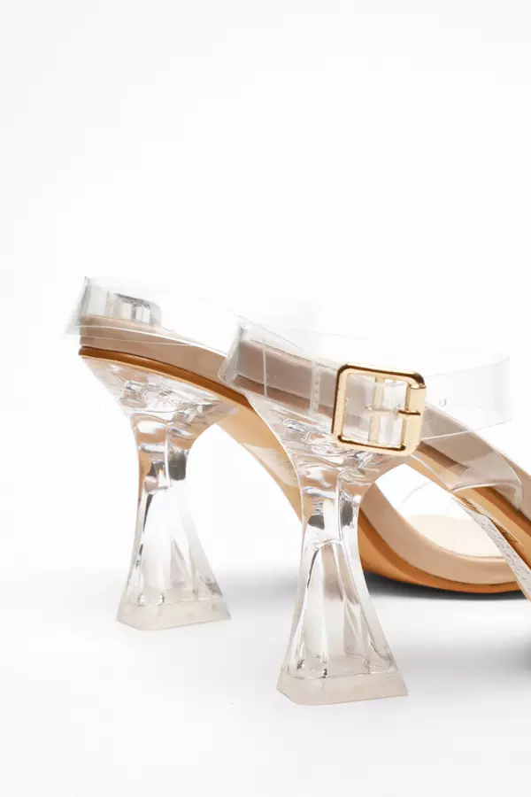 Clear Flared Heeled Sandals