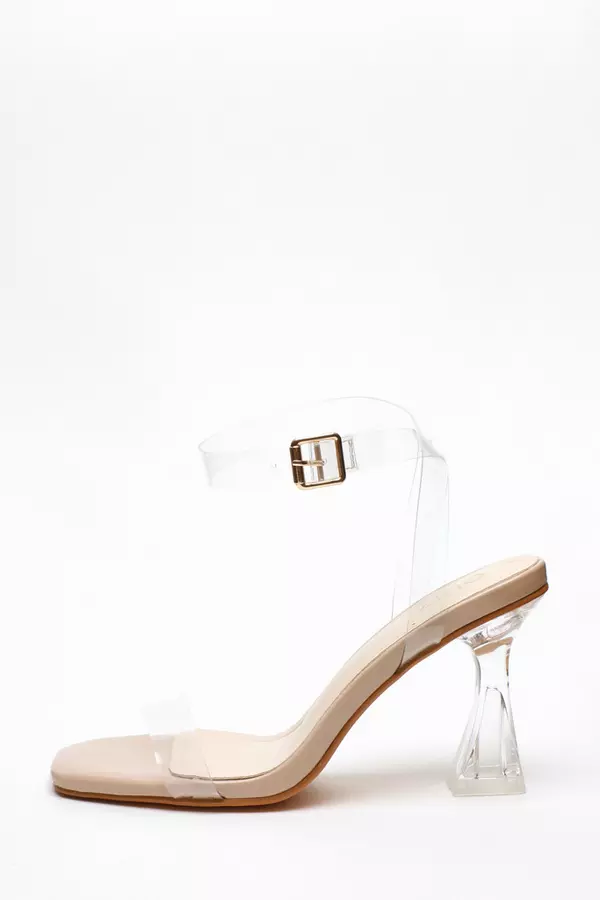 Clear Flared Heeled Sandals