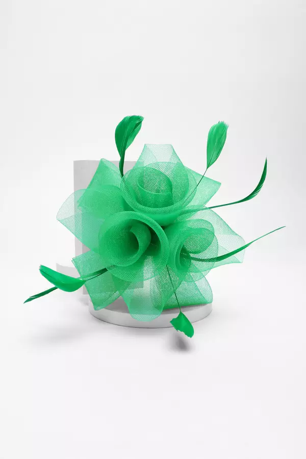 Green Flower Diamante Fascinator