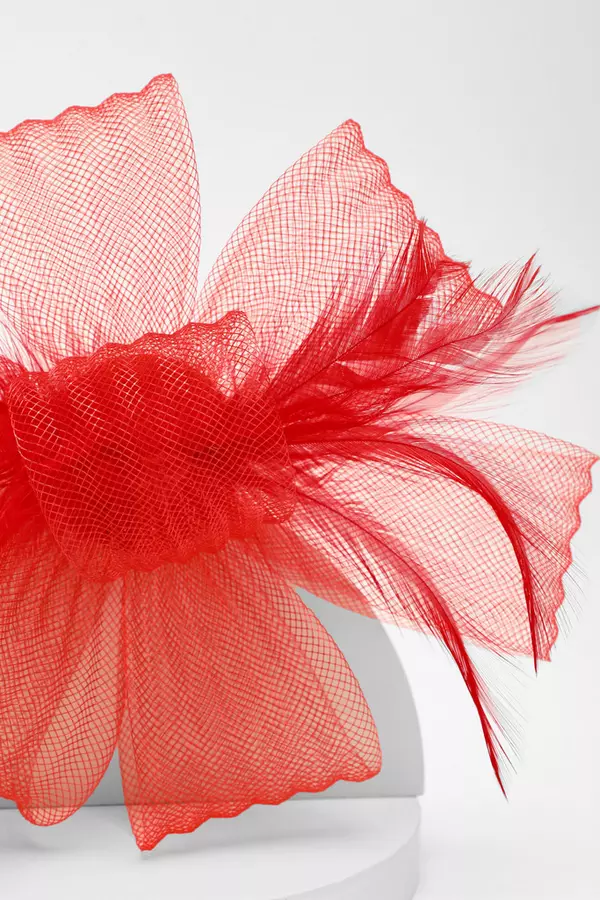 Red Feather Clip Fascinator