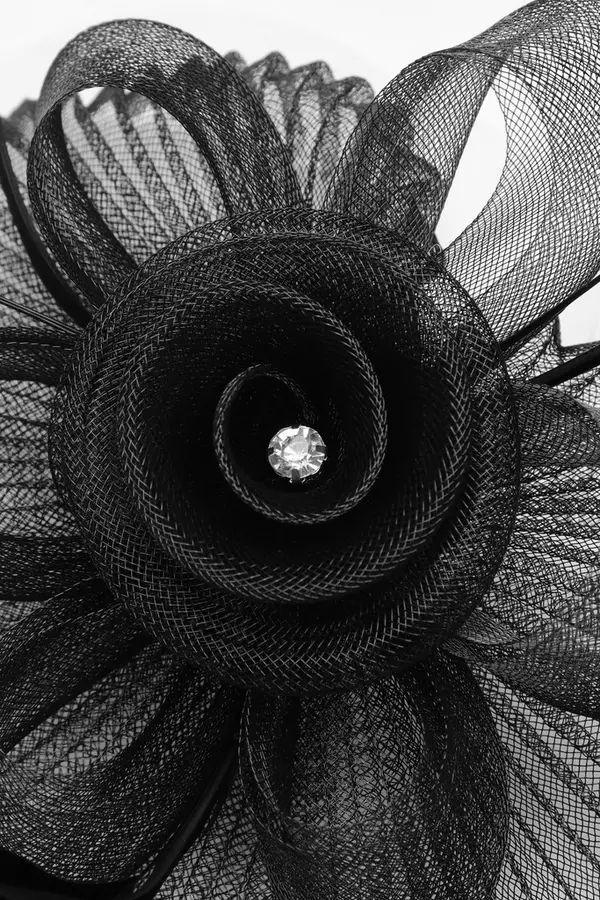 Black Pleated Flower Clip Fascinator