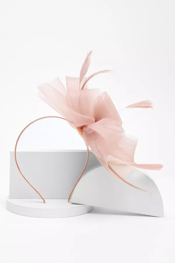 Blush Pink Diamante Flower Headband Fascinator